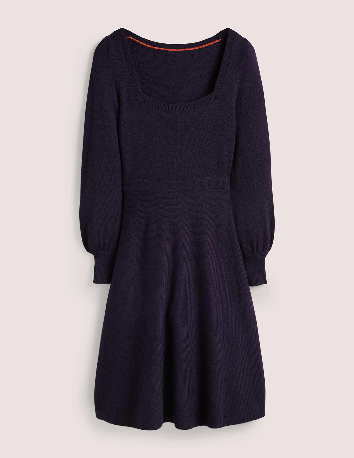 Square Neck Knitted Dress-Navy-6