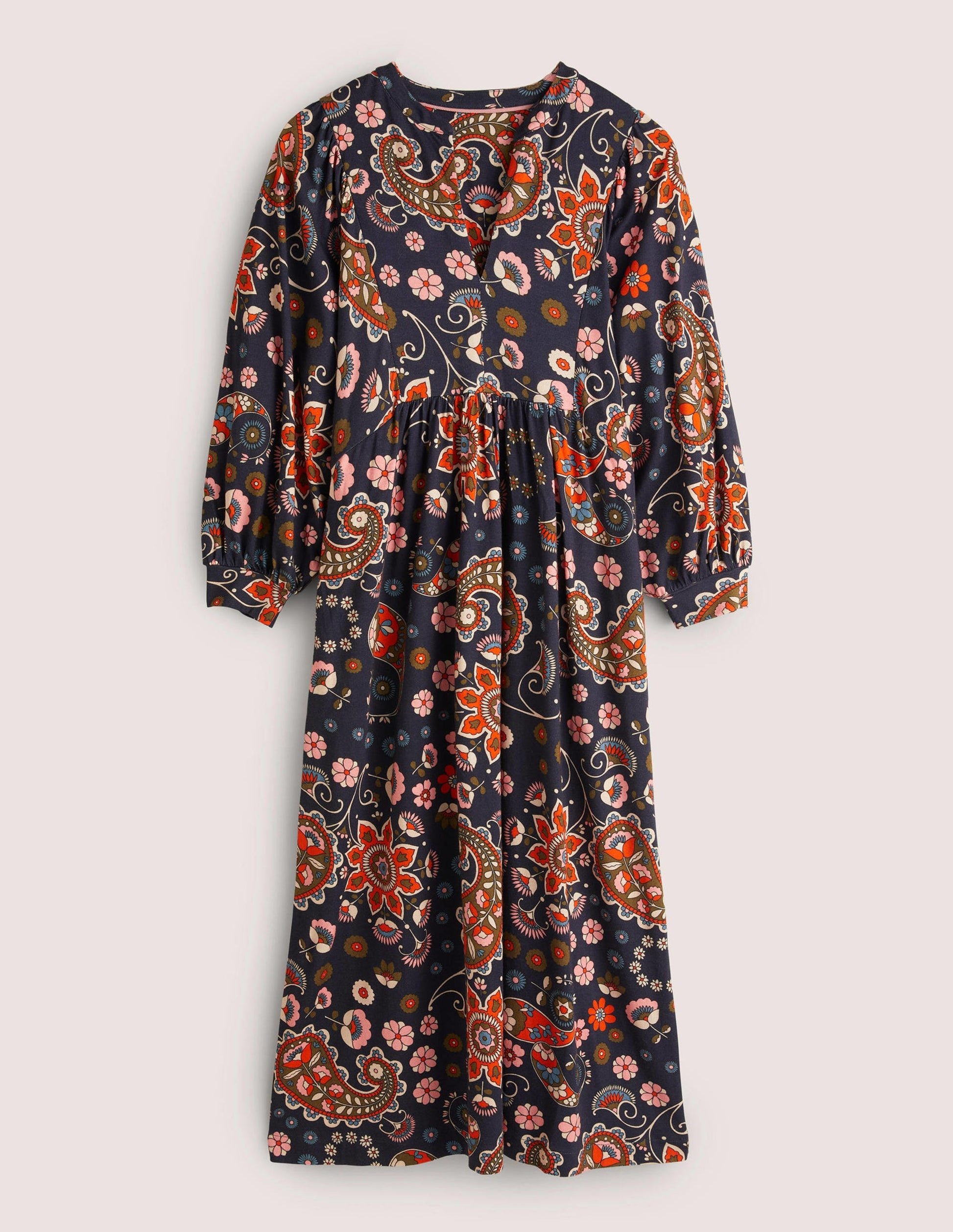 Jersey Midi Dress-French Navy, Passion Flower-6