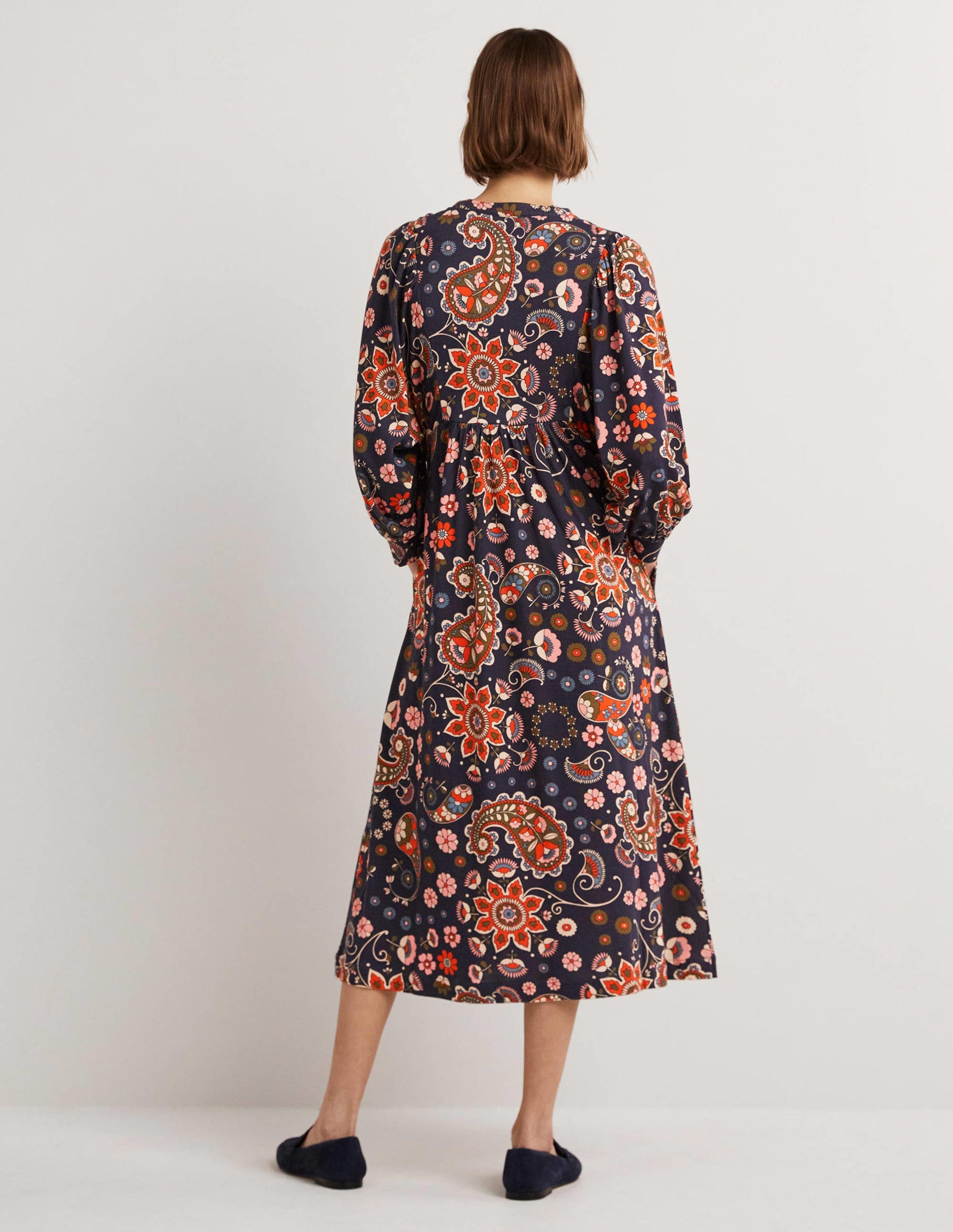 Jersey Midi Dress-French Navy, Passion Flower-3