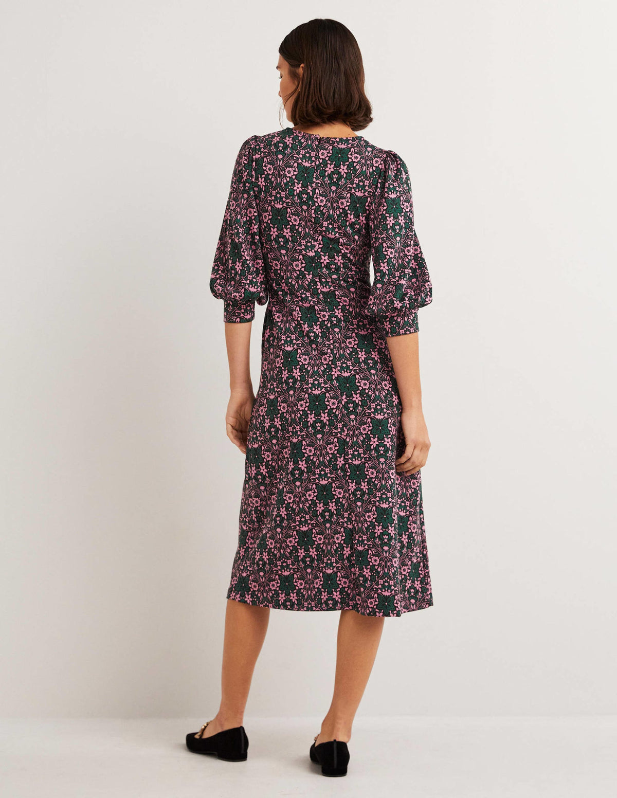 Jersey Jacquard Midi Dress-Trekking Green, Heart Bloom-3
