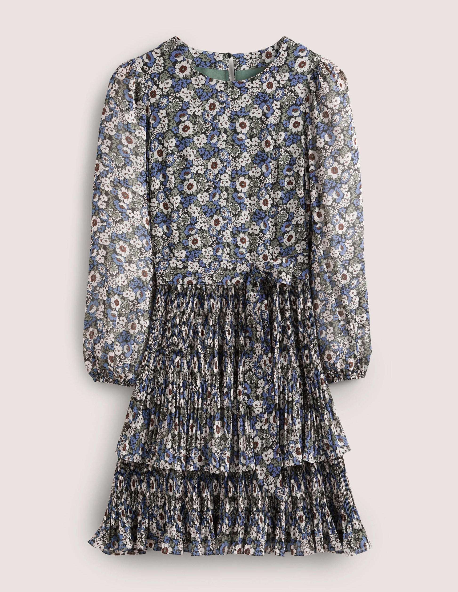 The Plisse Mini Dress-Black, Floral Lawn-7