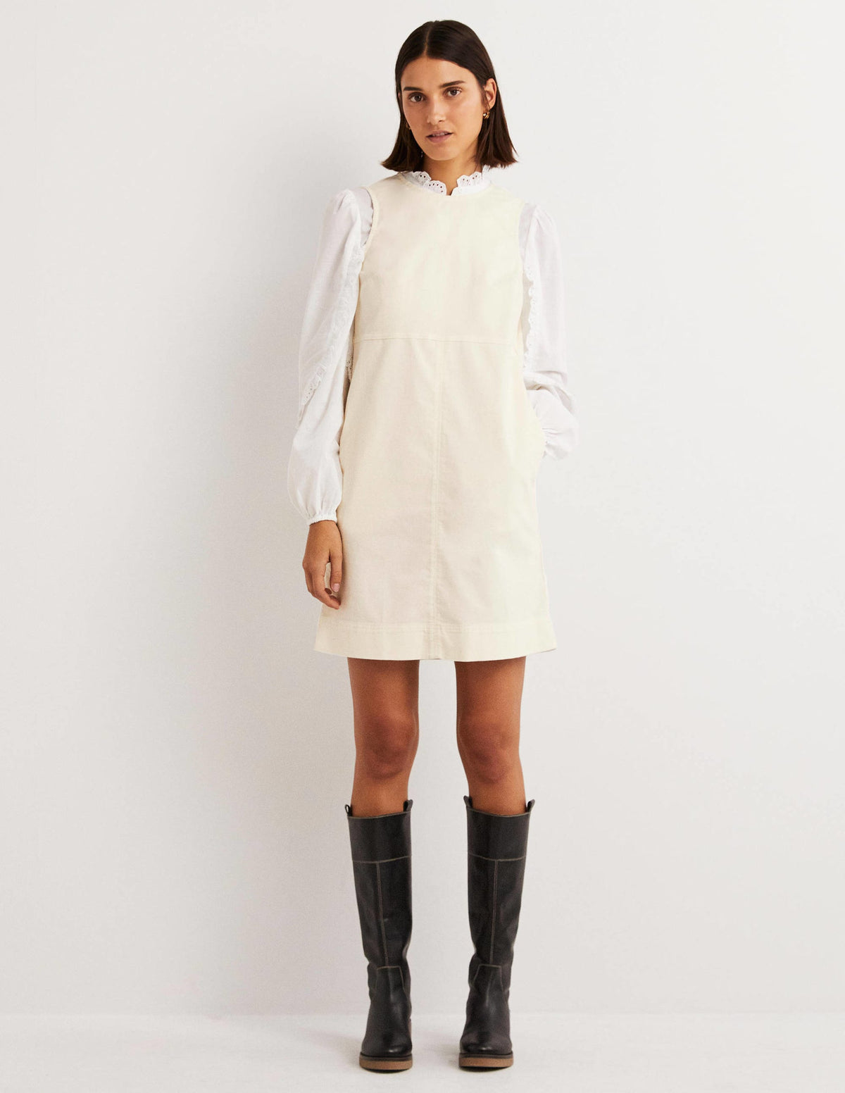 Evie Cord Shift Dress-Ecru - Image 1