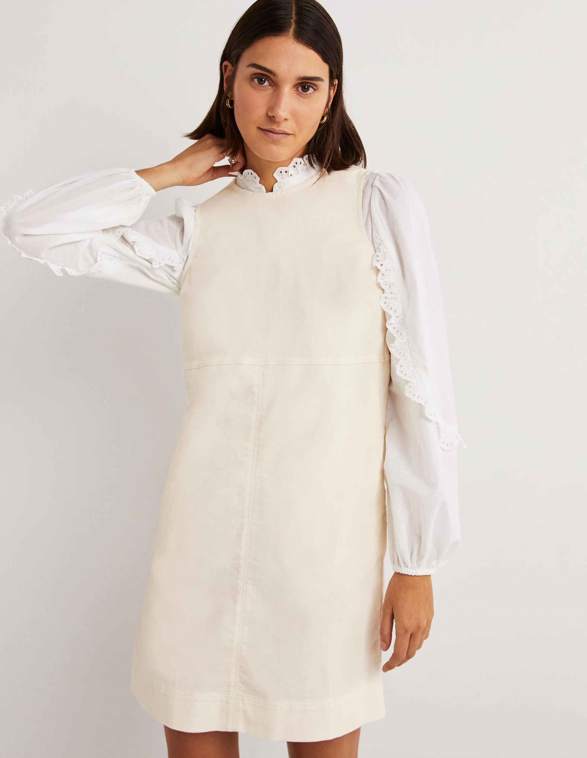 Evie Cord Shift Dress-Ecru-4