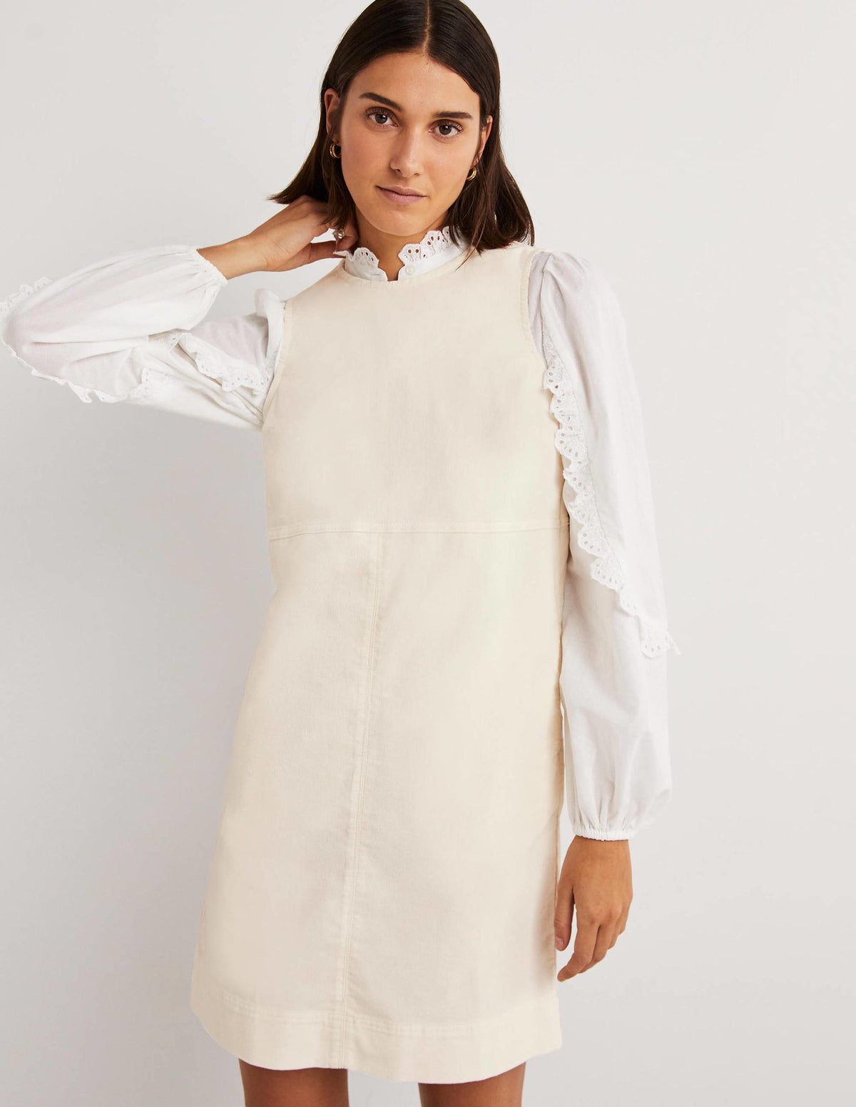 Evie Cord Shift Dress-Ecru - Image 4