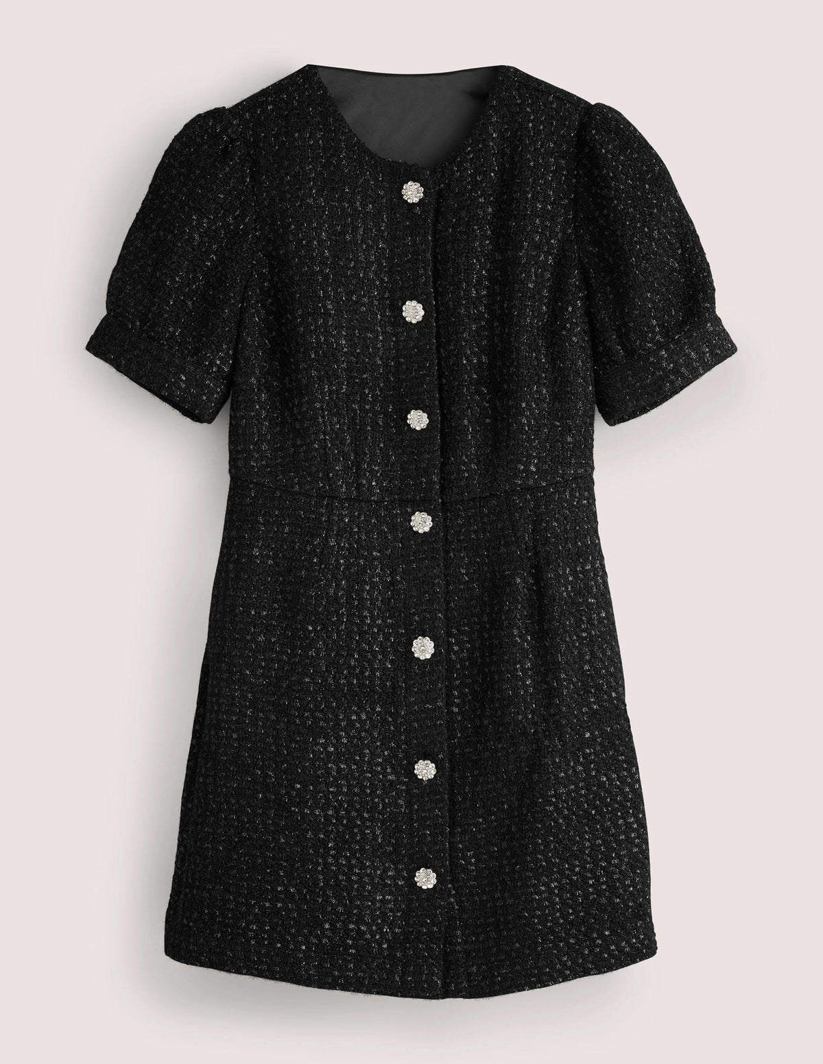 Metallic Textured Mini Dress-Black-7
