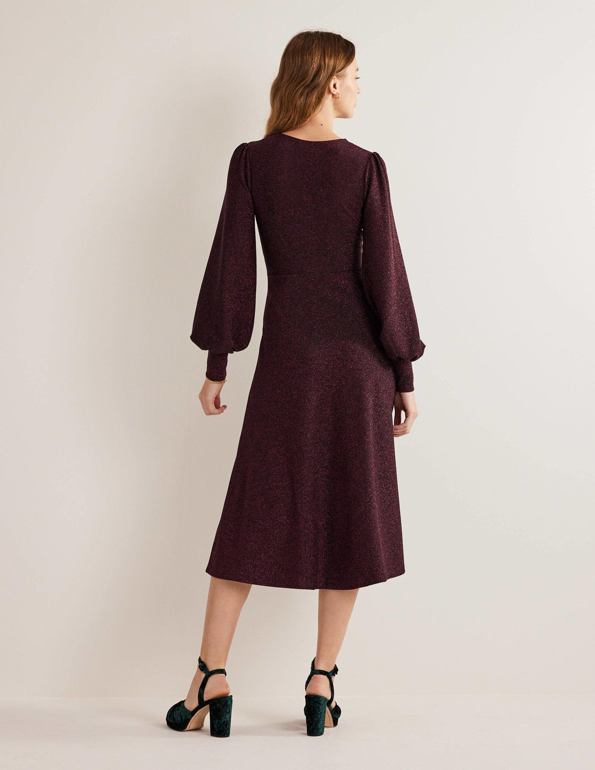 Purple Sparkle Metallic Jersey Midi Dress-Purple Sparkle - Image 3