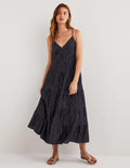 Tiered Maxi Cover up-Navy, Lurex
