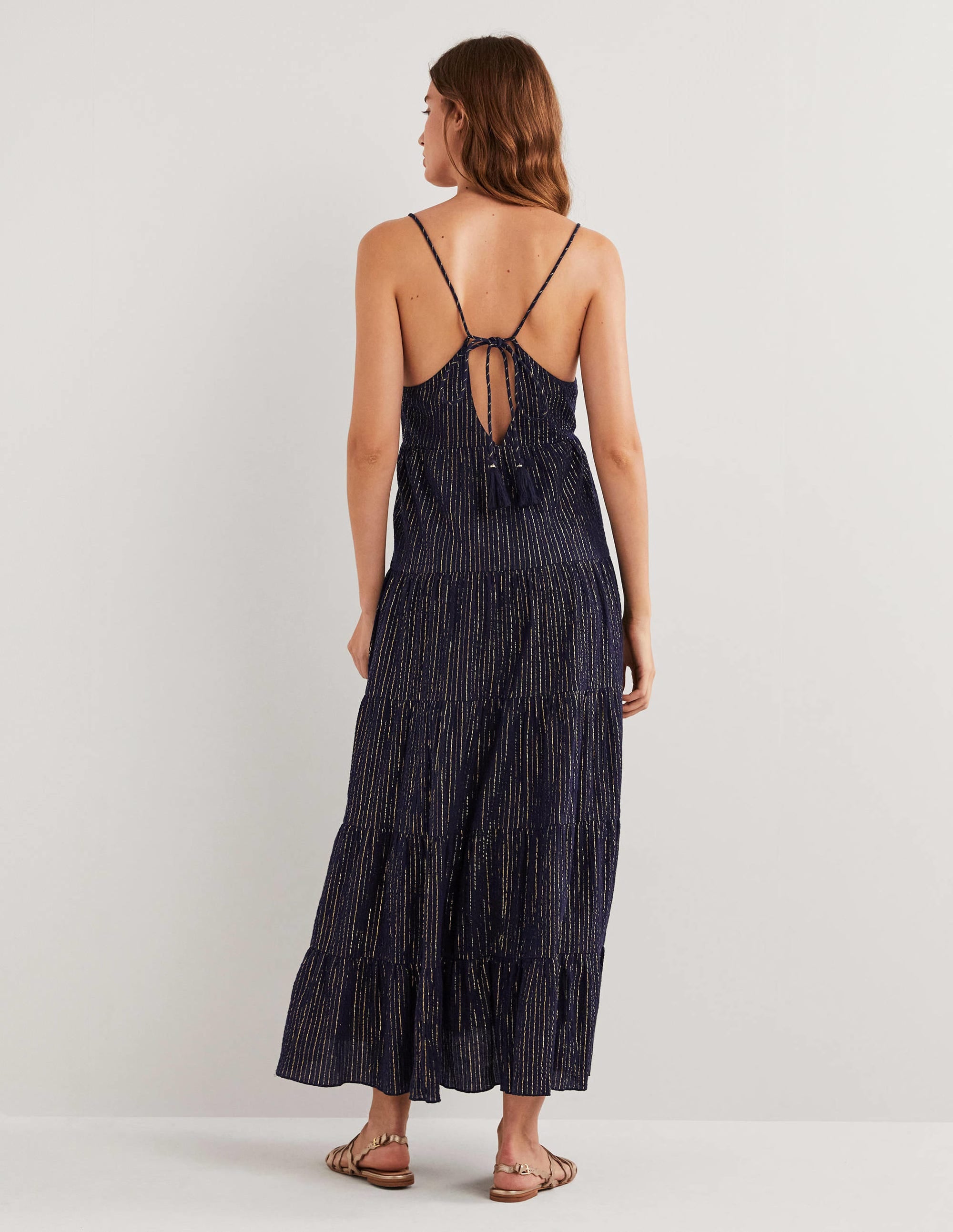 Tiered Maxi Cover up-Navy, Lurex - Image 3