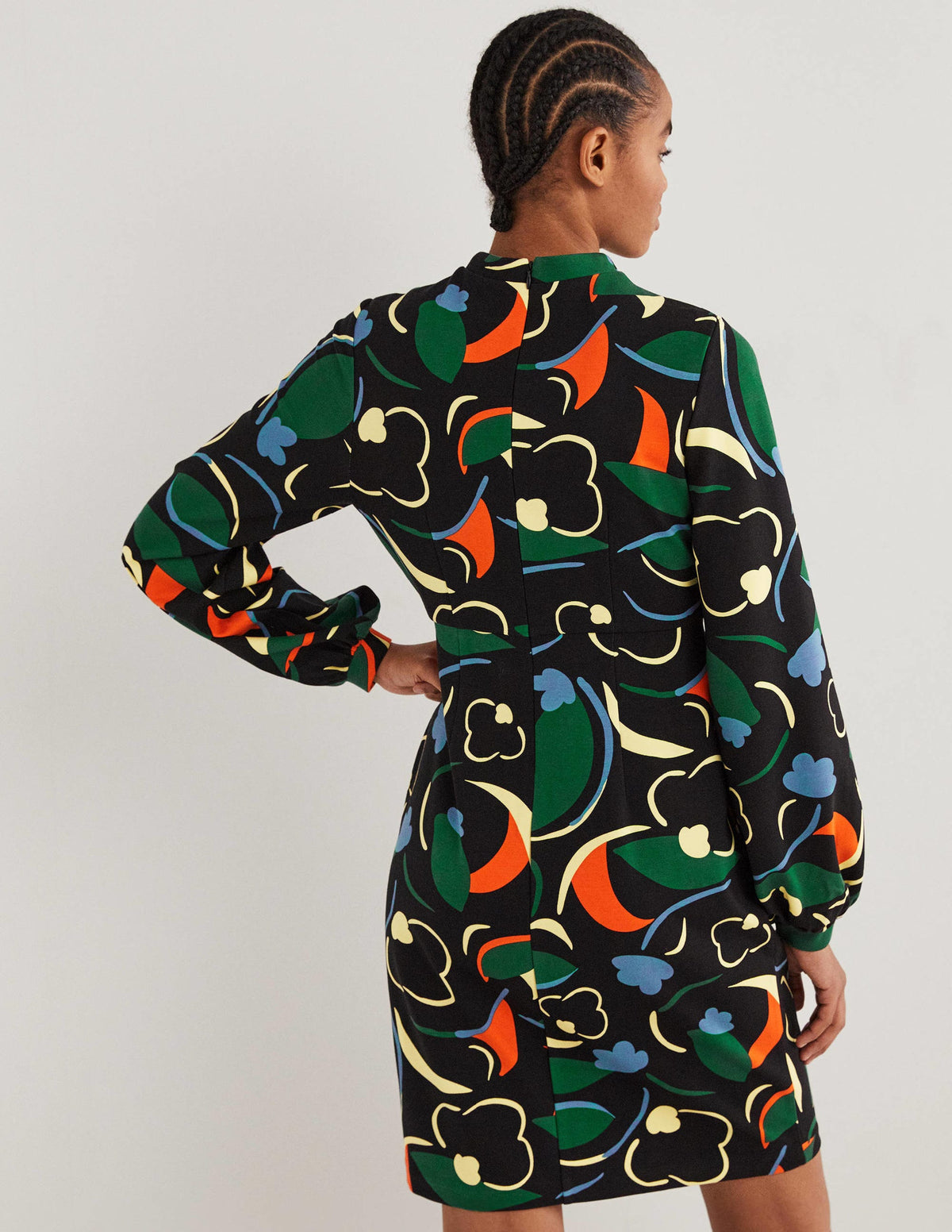Blouson Jersey Mini Dress-Multi, Abstract Whirl - Image 3