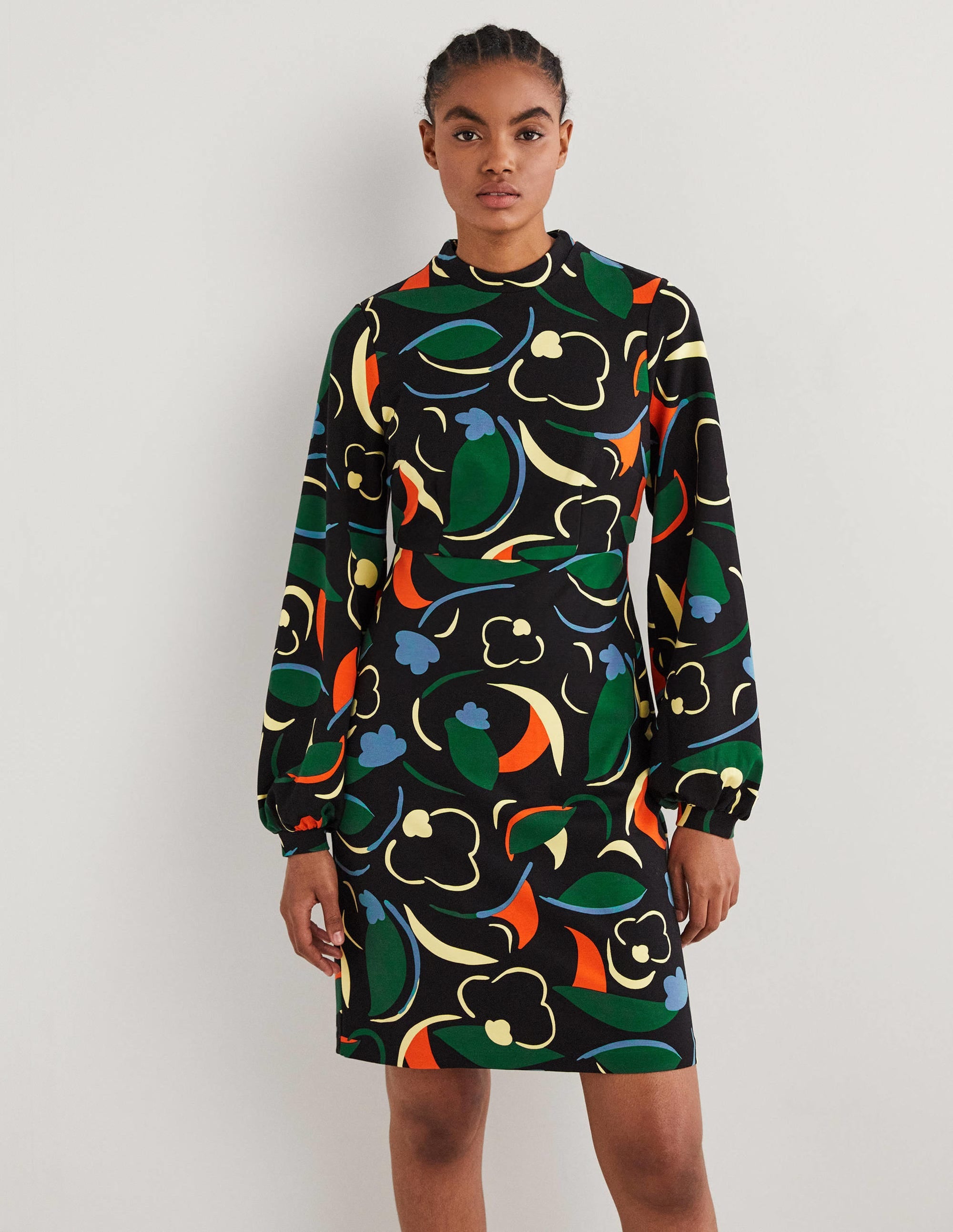 Blouson Jersey Mini Dress-Multi, Abstract Whirl - Image 4