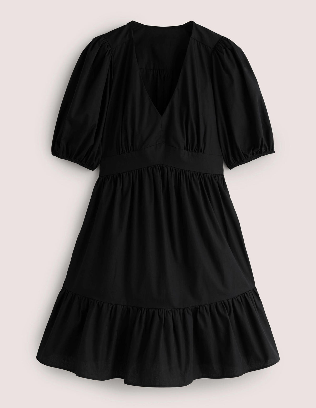 Puff Sleeve Tiered Dress-Black - Image 6