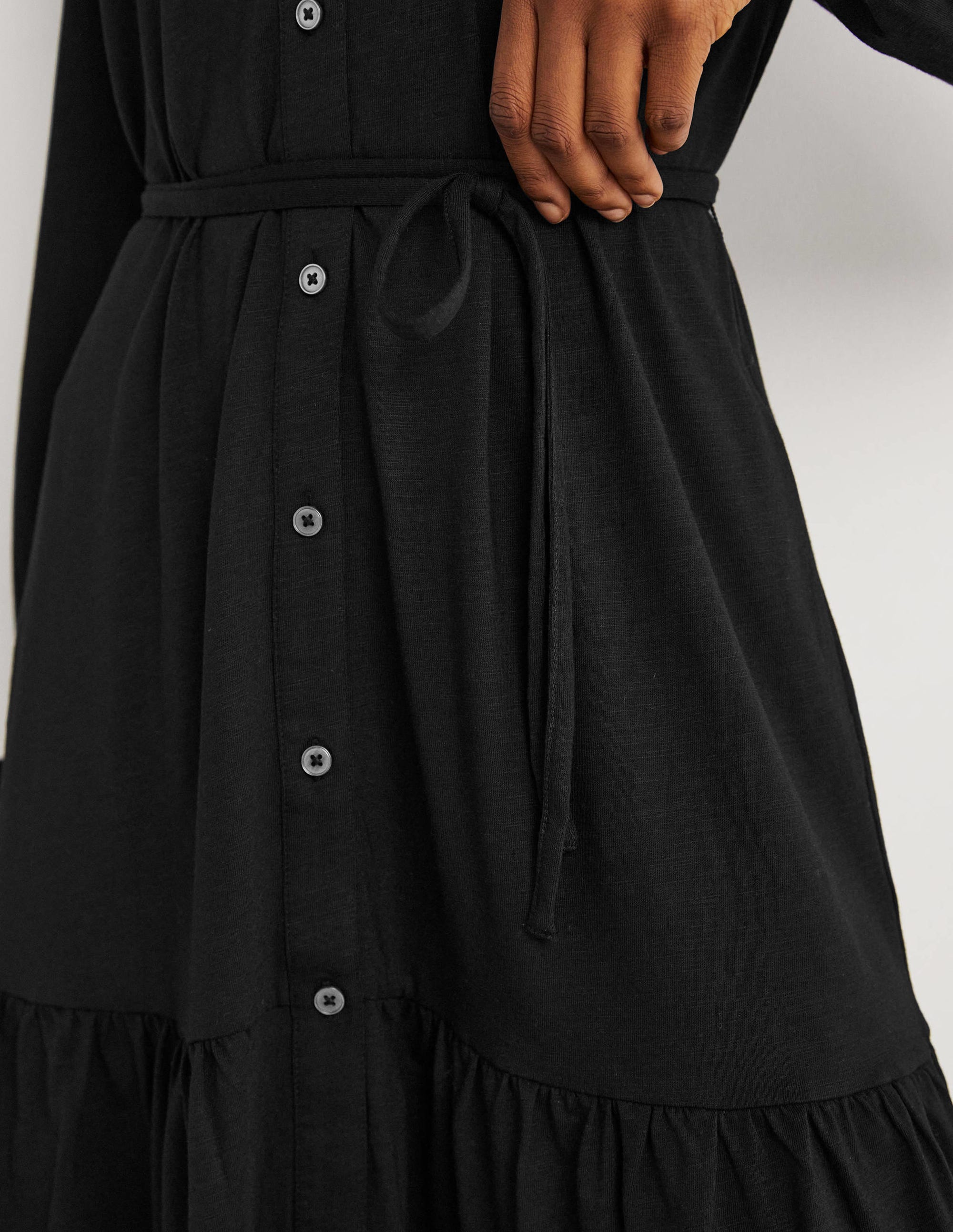 Tiered Jersey Shirt Mini Dress-Black - Image 2