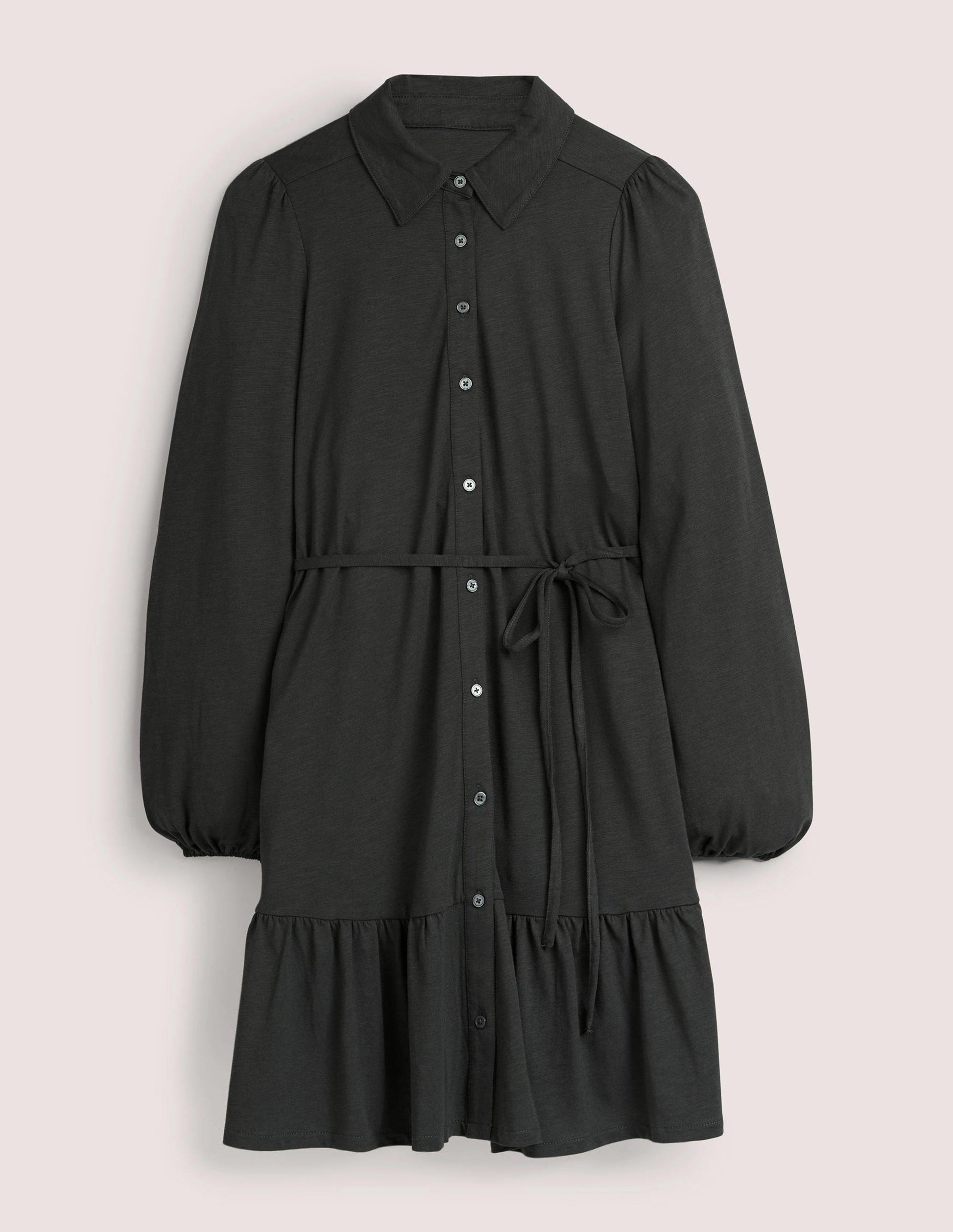 Tiered Jersey Shirt Mini Dress-Cavolo Nero-6