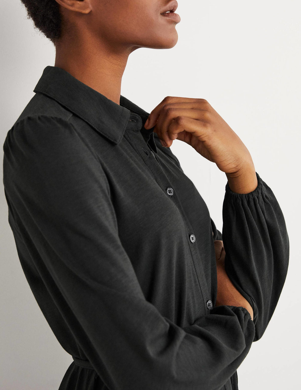Tiered Jersey Shirt Mini Dress-Cavolo Nero - Image 5