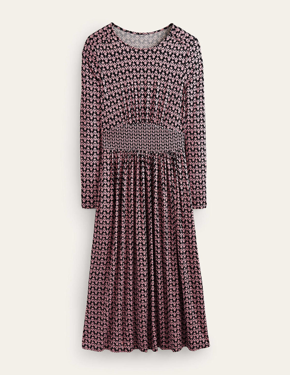Thea Long Sleeve Midi Dress-Black and Milkshake, Tulip Pop - Image 5