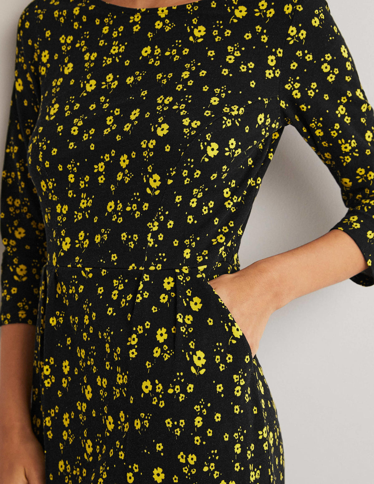 Penny Jersey Dress-Black, Floral Sprig - Image 2