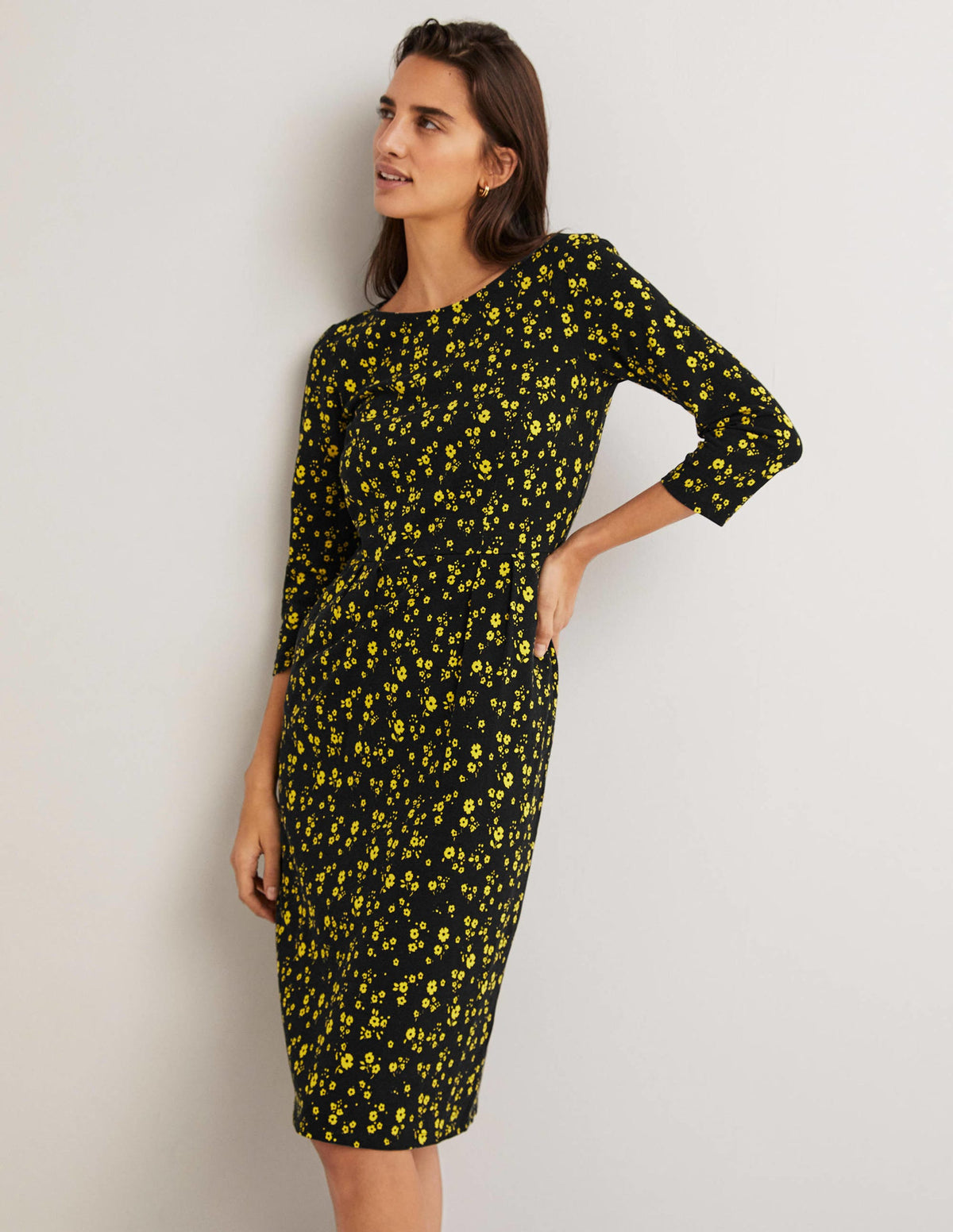 Penny Jersey Dress-Black, Floral Sprig - Image 4