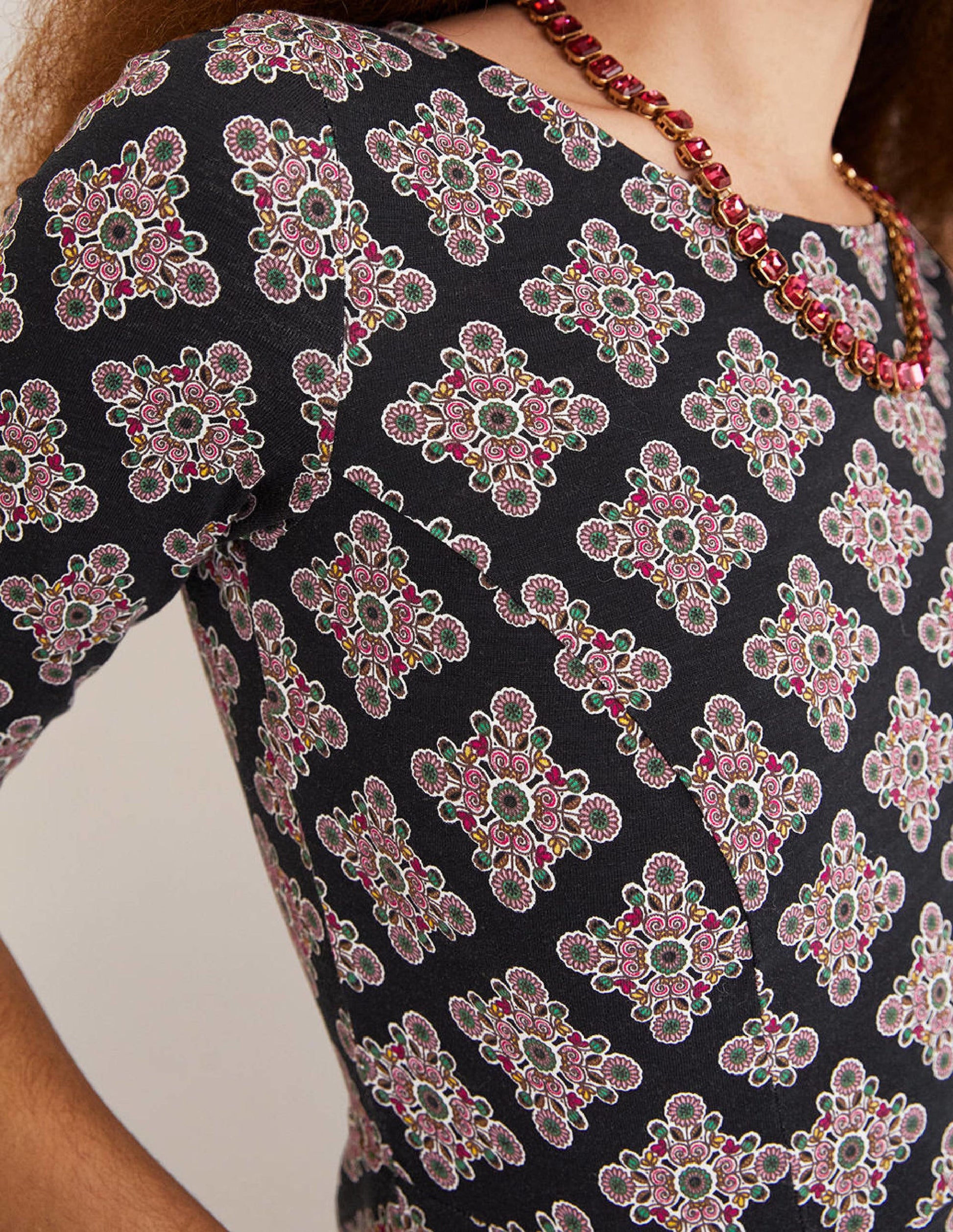 Penny Jersey Dress-Multi, Daisy Illusion Tile-2