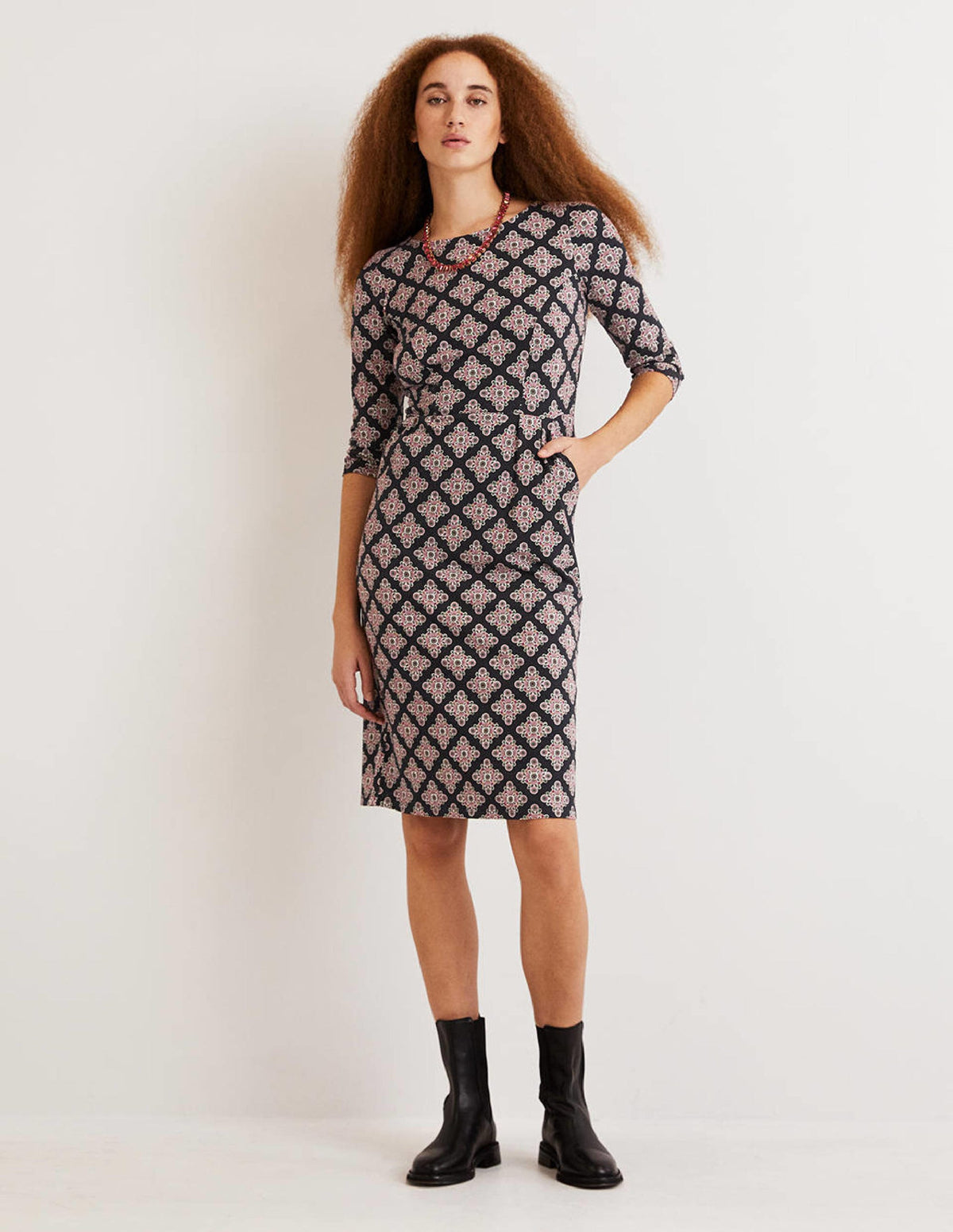 Penny Jersey Dress-Multi, Daisy Illusion Tile - Image 5
