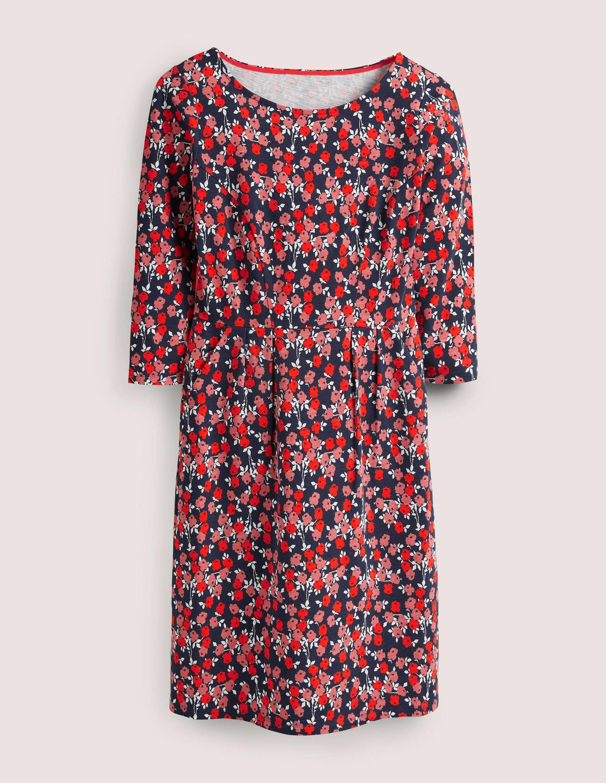 Penny Jersey Dress-Cherry Red, Abstract Sprig-5