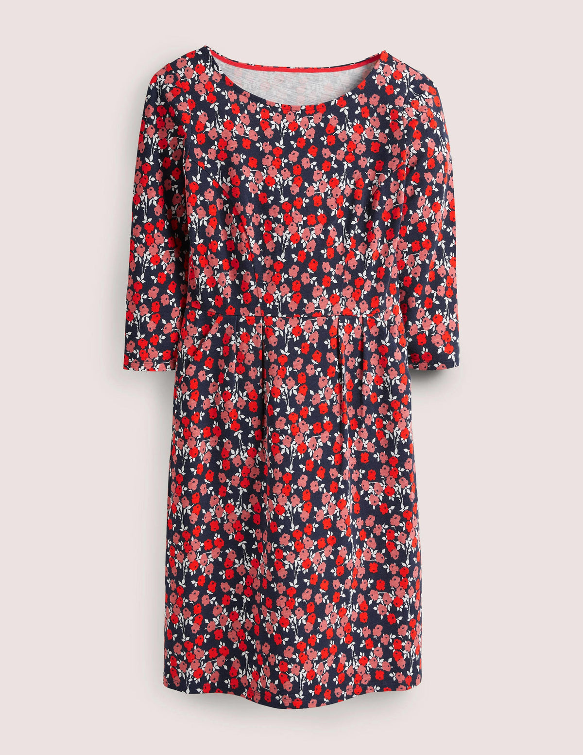 Penny Jersey Dress-Cherry Red, Abstract Sprig - Image 5