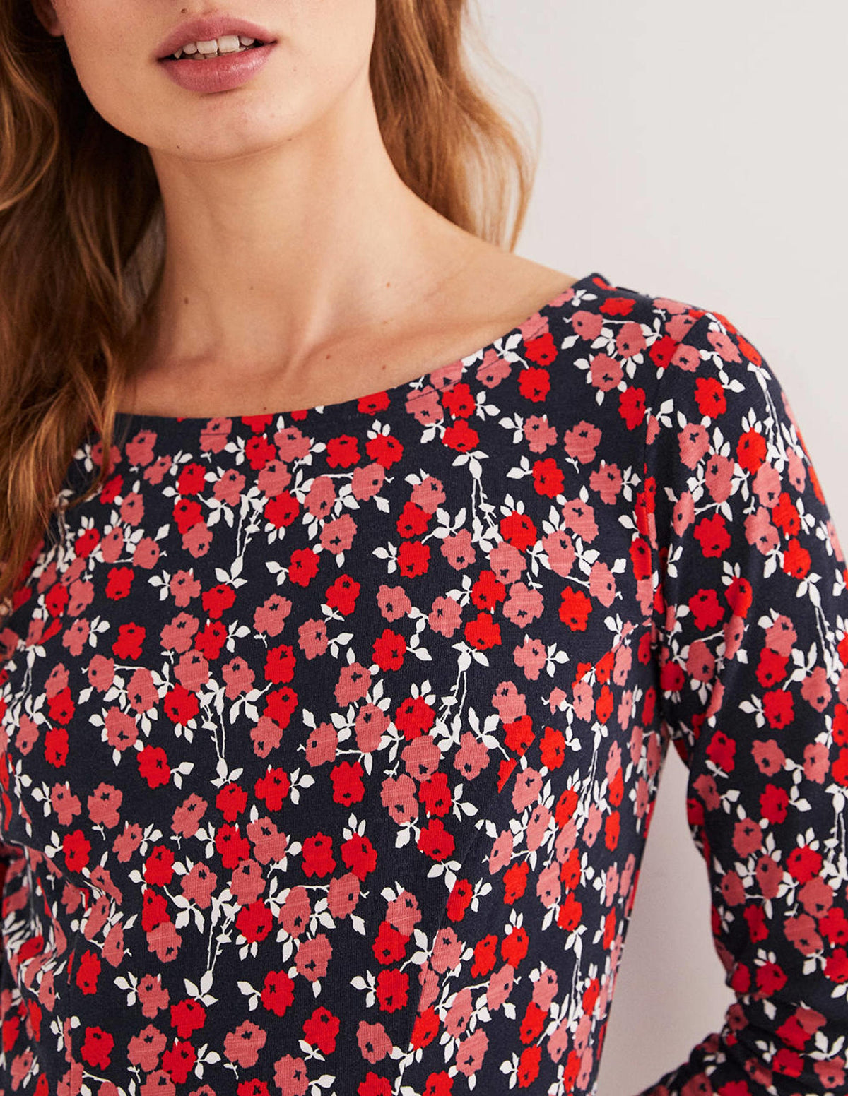 Penny Jersey Dress-Cherry Red, Abstract Sprig-2