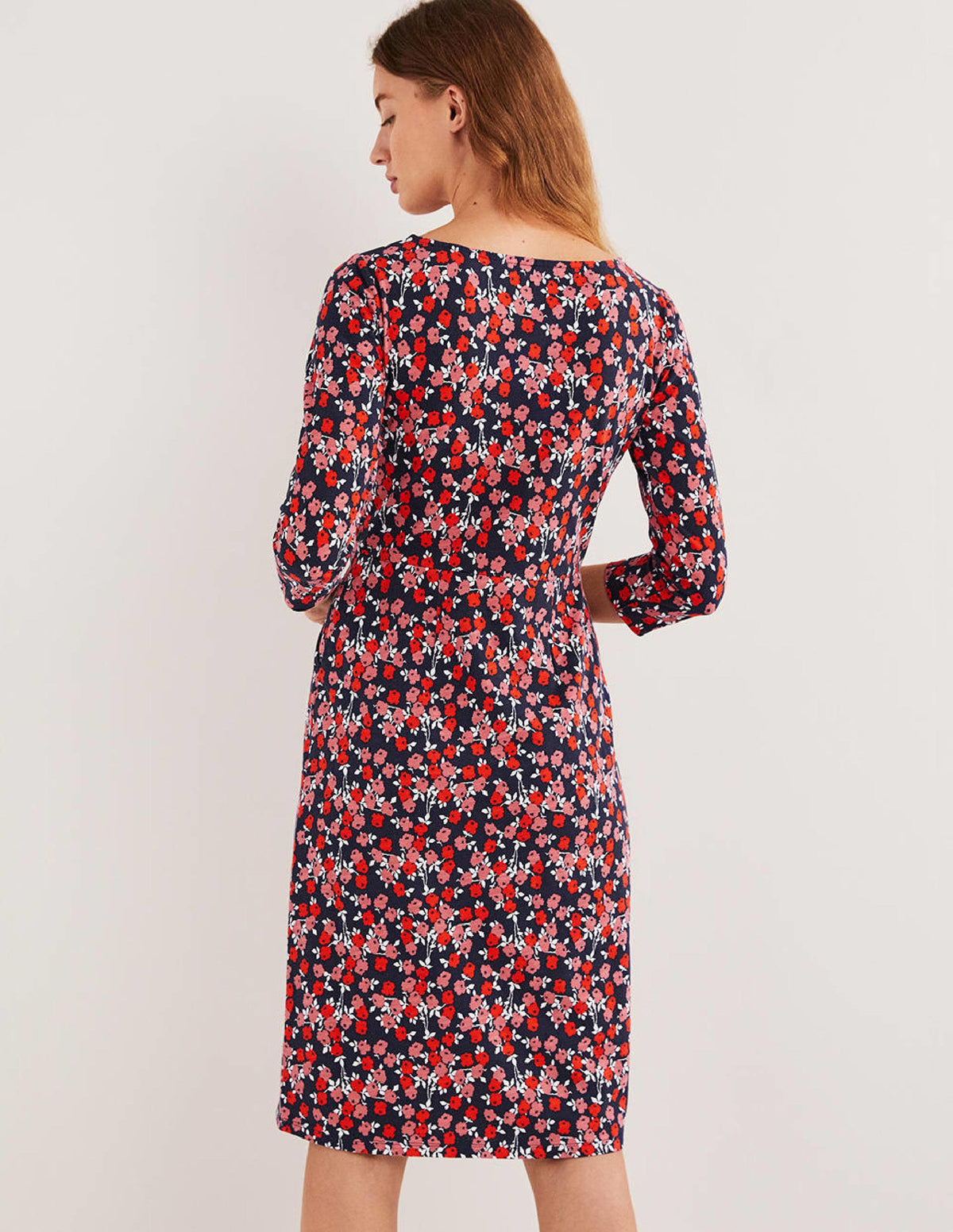 Penny Jersey Dress-Cherry Red, Abstract Sprig-3