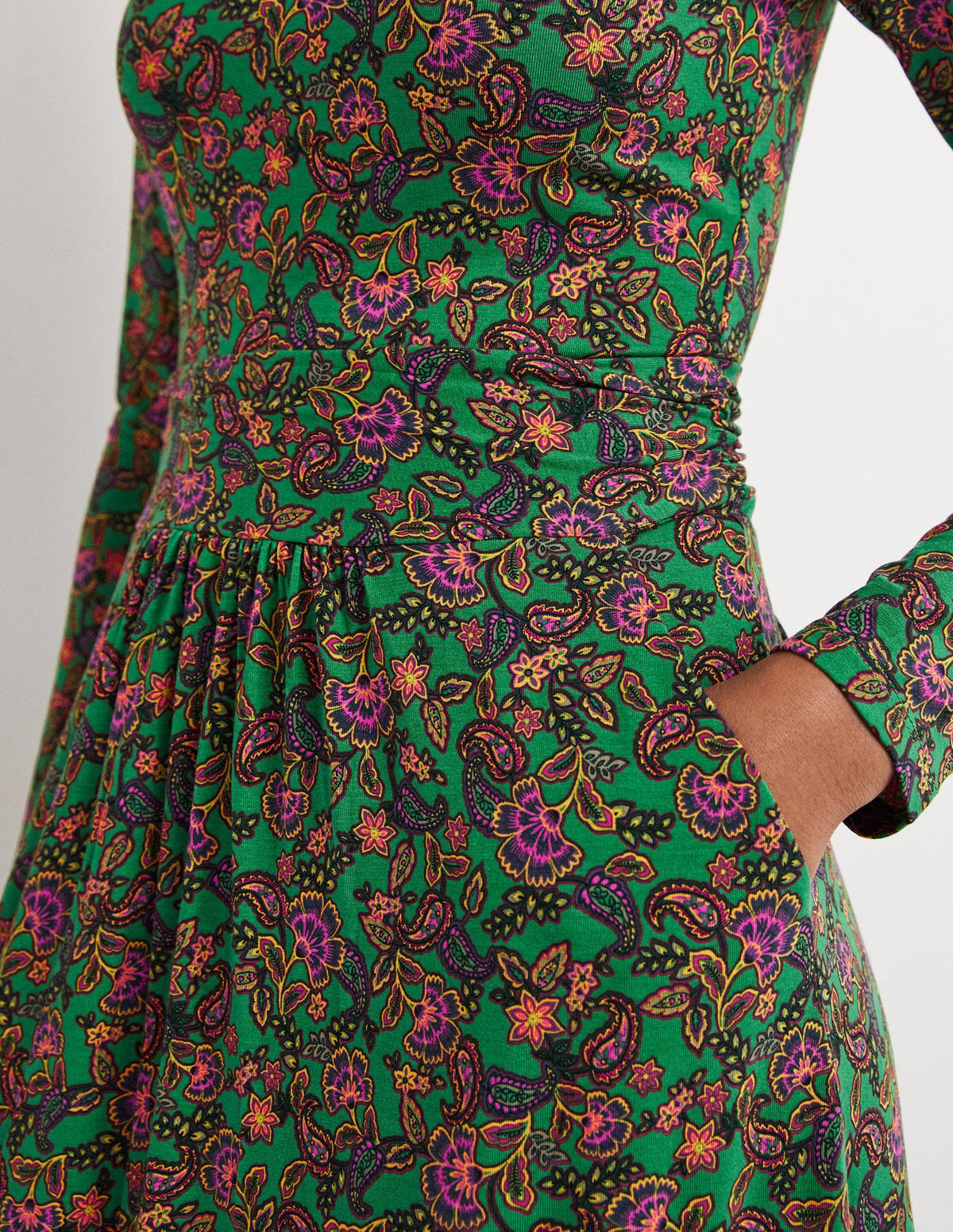 Abigail Jersey Dress-Highland Green, Exotic Floral-2