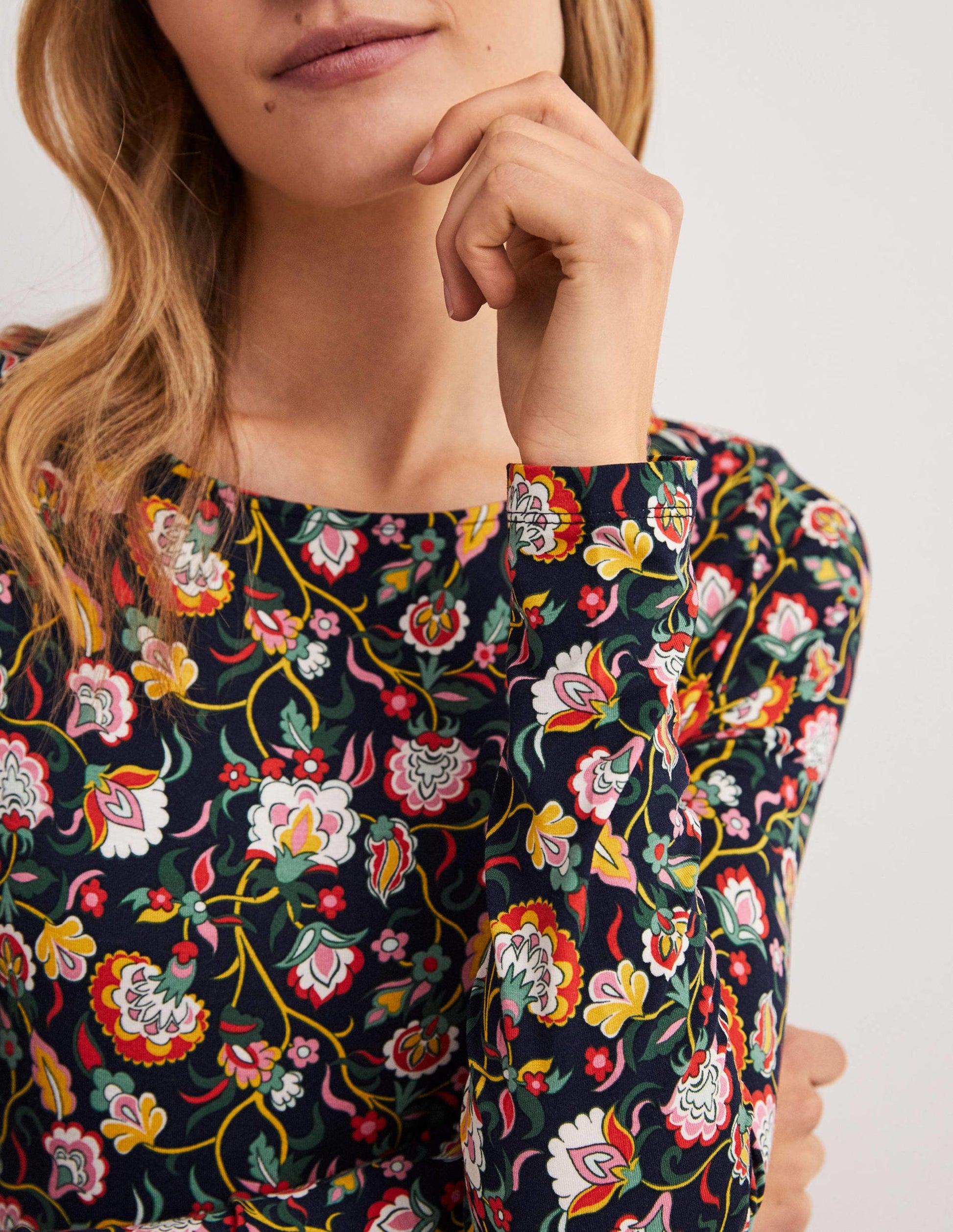 Abigail Jersey Dress-French Navy, Opulent Floral-2