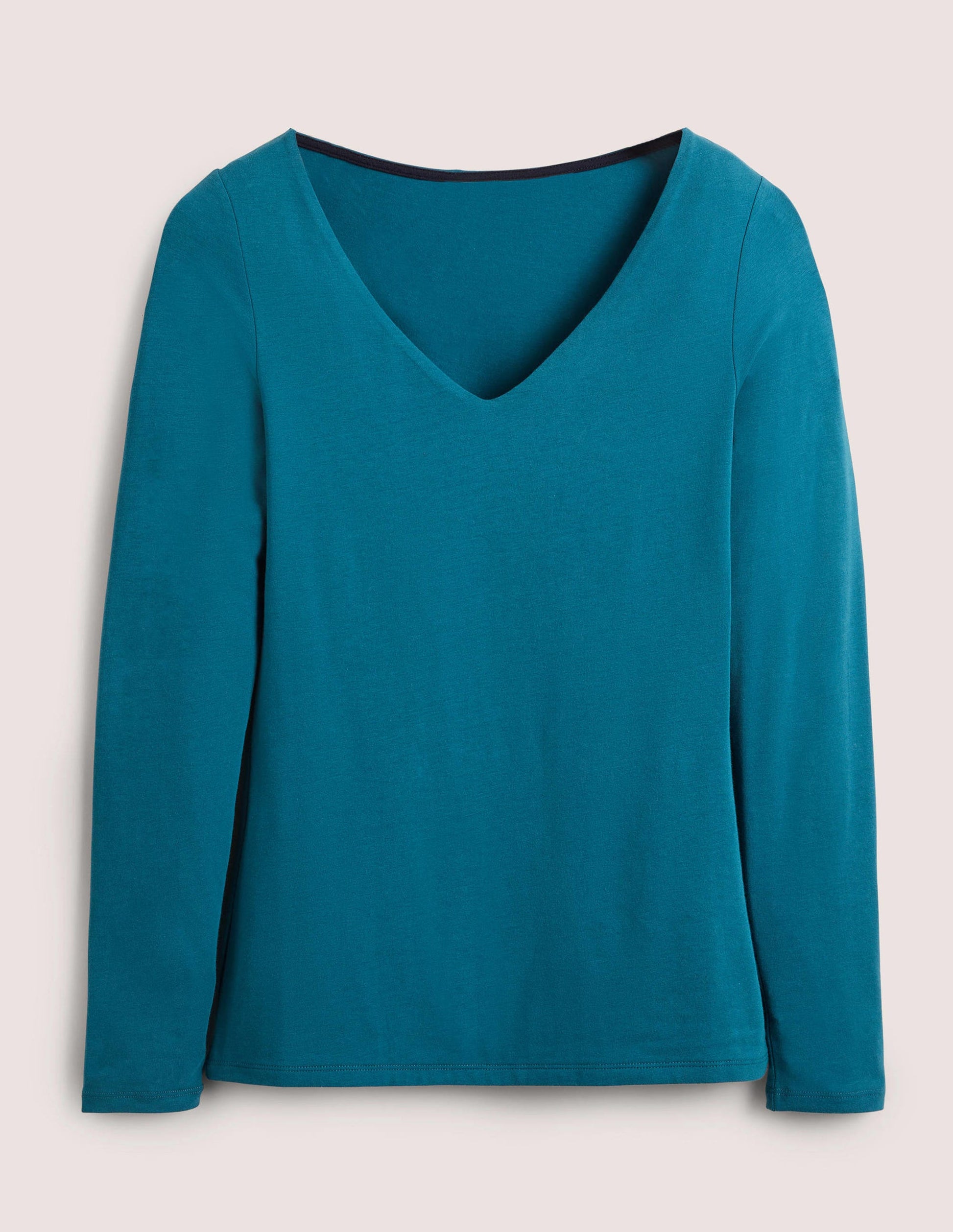 Double Layer V-neck Top-Baltic Blue-5