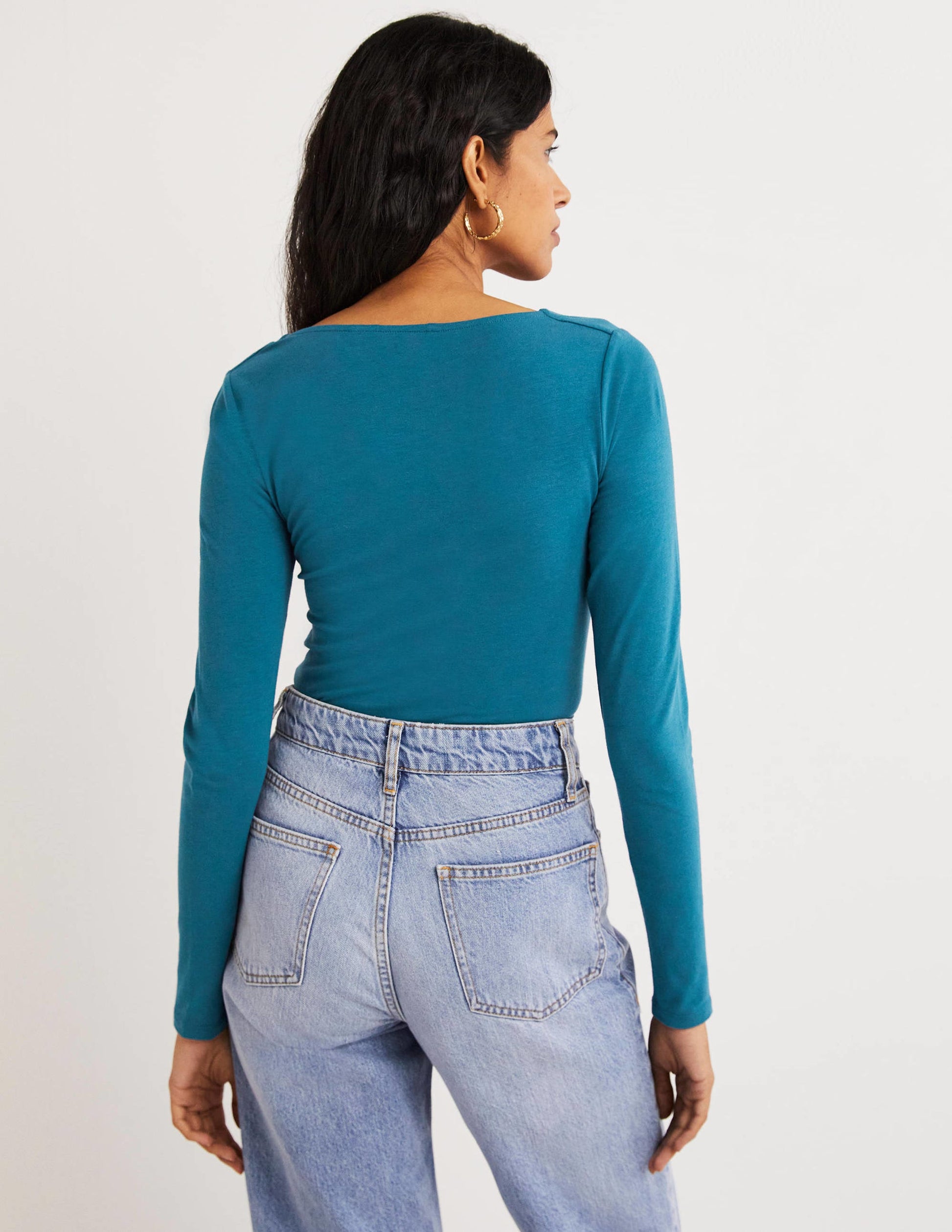 Double Layer V-neck Top-Baltic Blue-3