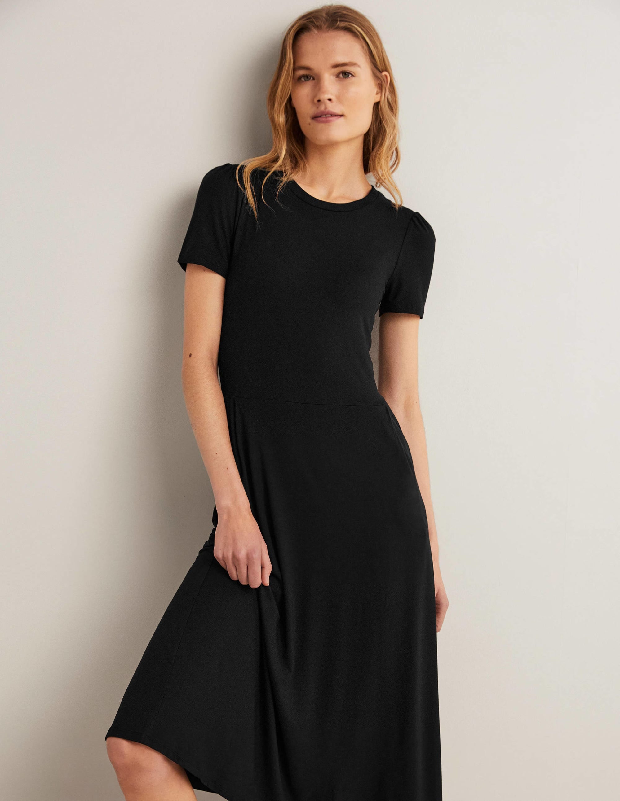 Lucinda Jersey Midi Dress-Black - Image 1