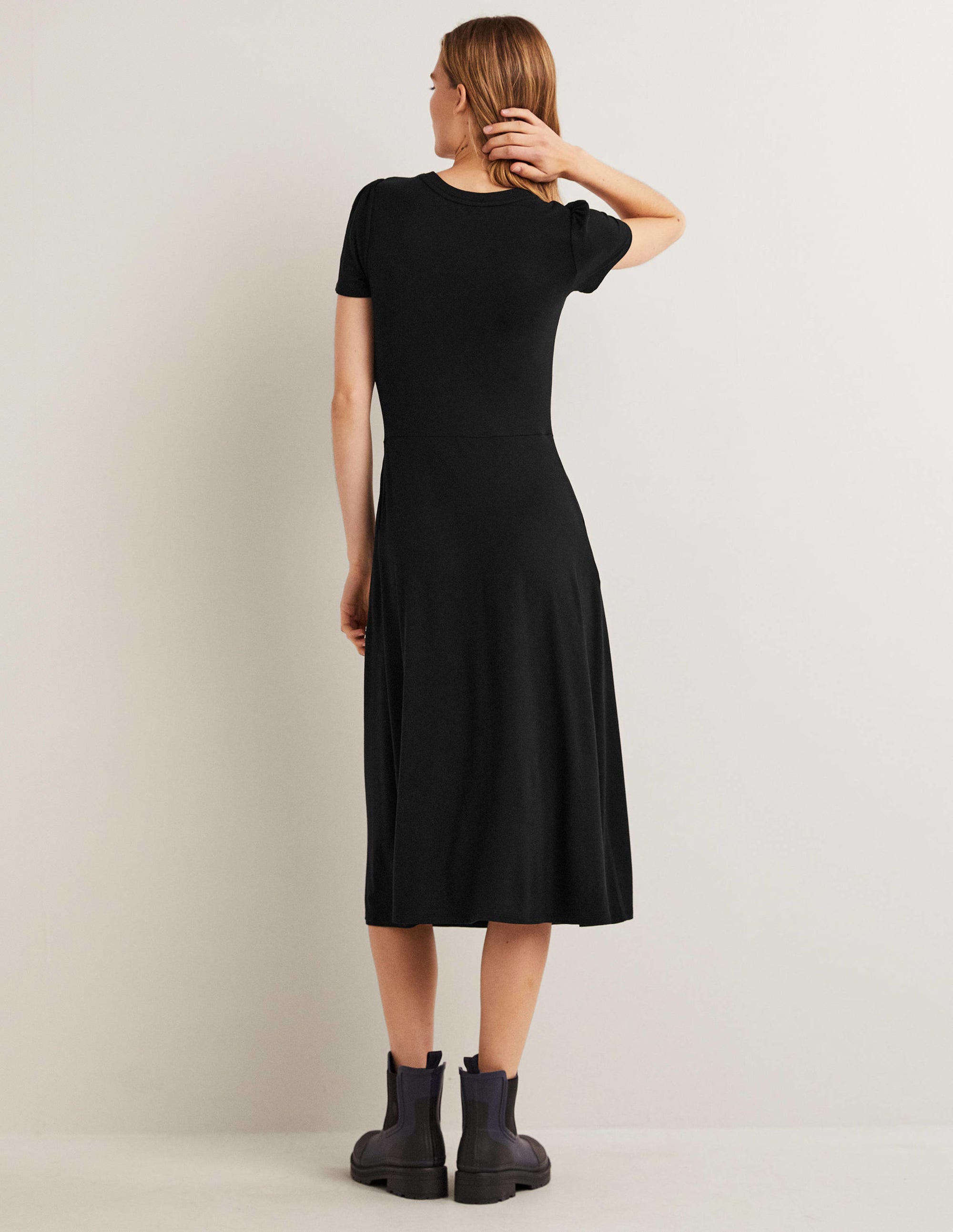 Lucinda Jersey Midi Dress-Black - Image 3