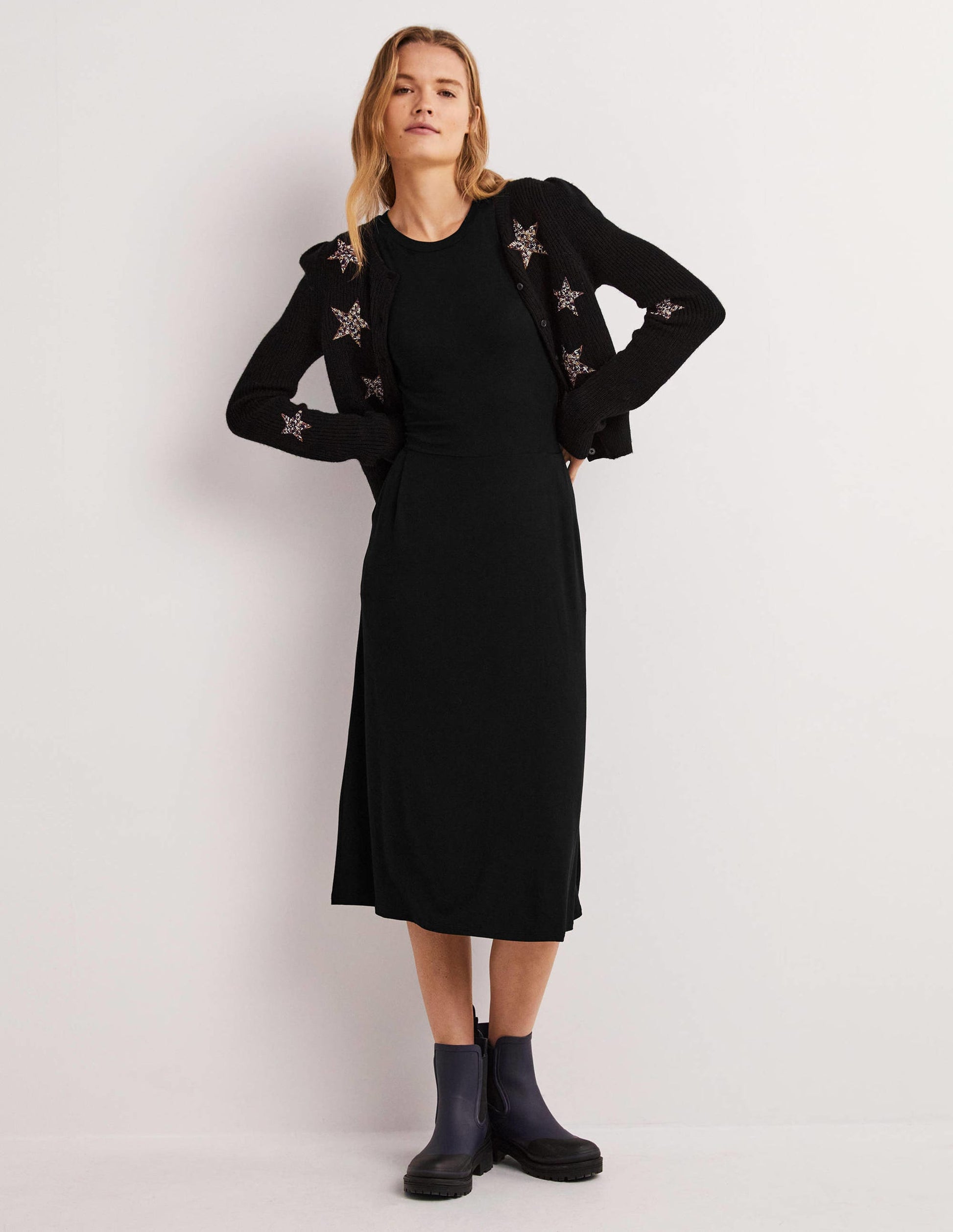 Lucinda Jersey Midi Dress-Black-4