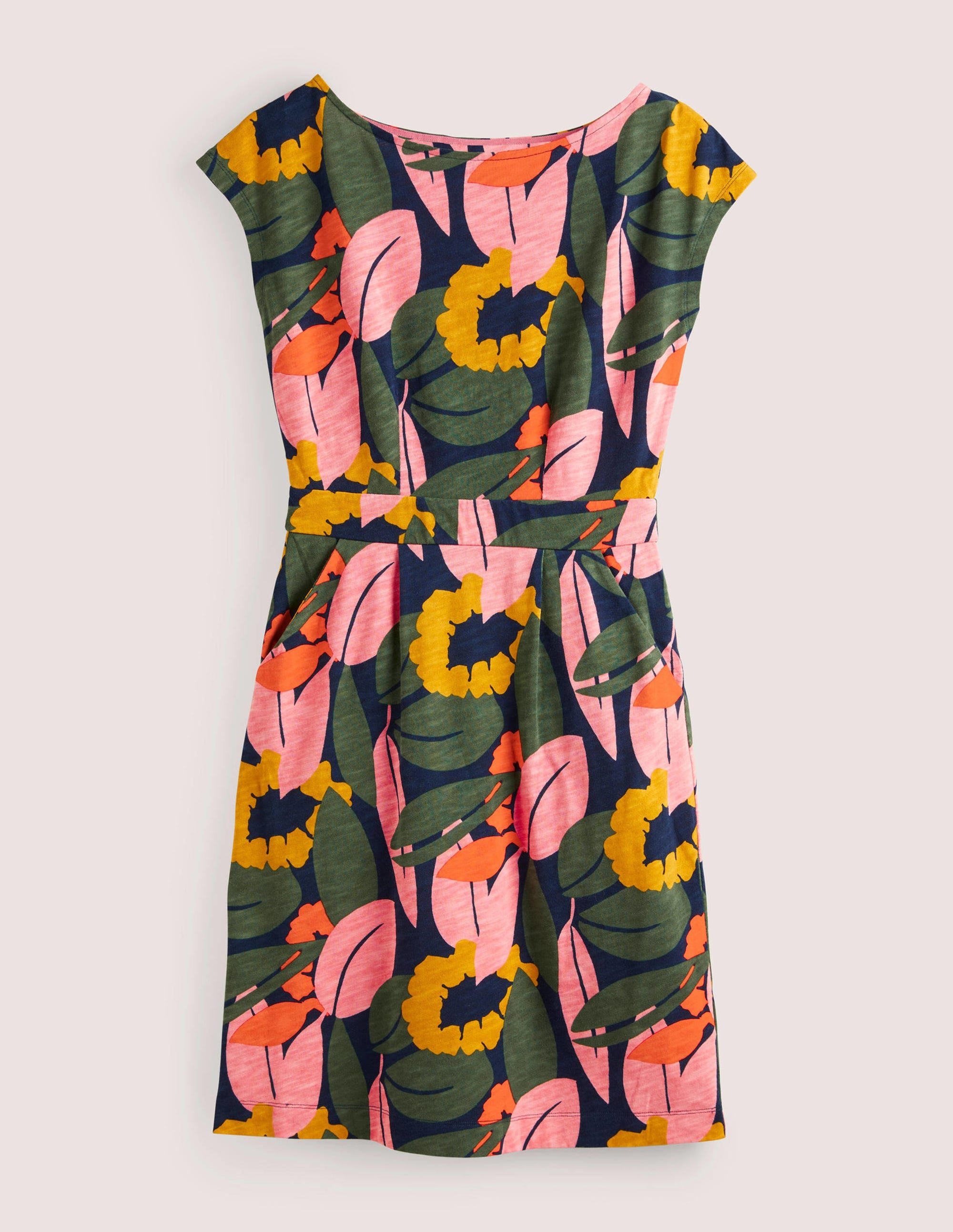 Florrie Jersey Dress-French Navy, Abstract Bloom - Image 5
