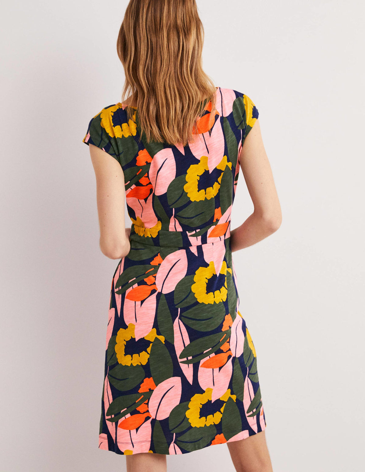 Florrie Jersey Dress-French Navy, Abstract Bloom - Image 4