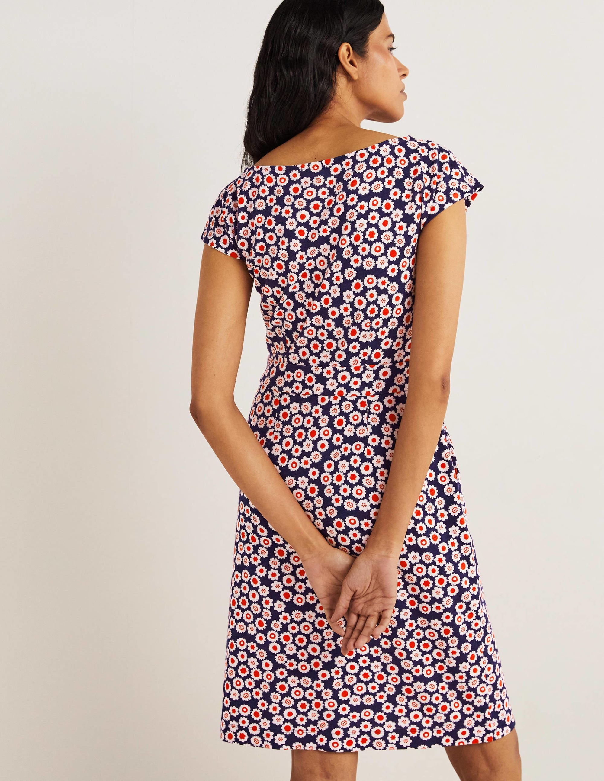 Florrie Jersey Dress-French Navy, Ditsy Swirl - Image 3