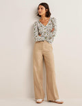 Cotton V-Neck Jumper-Ivory, Ditsy Charm