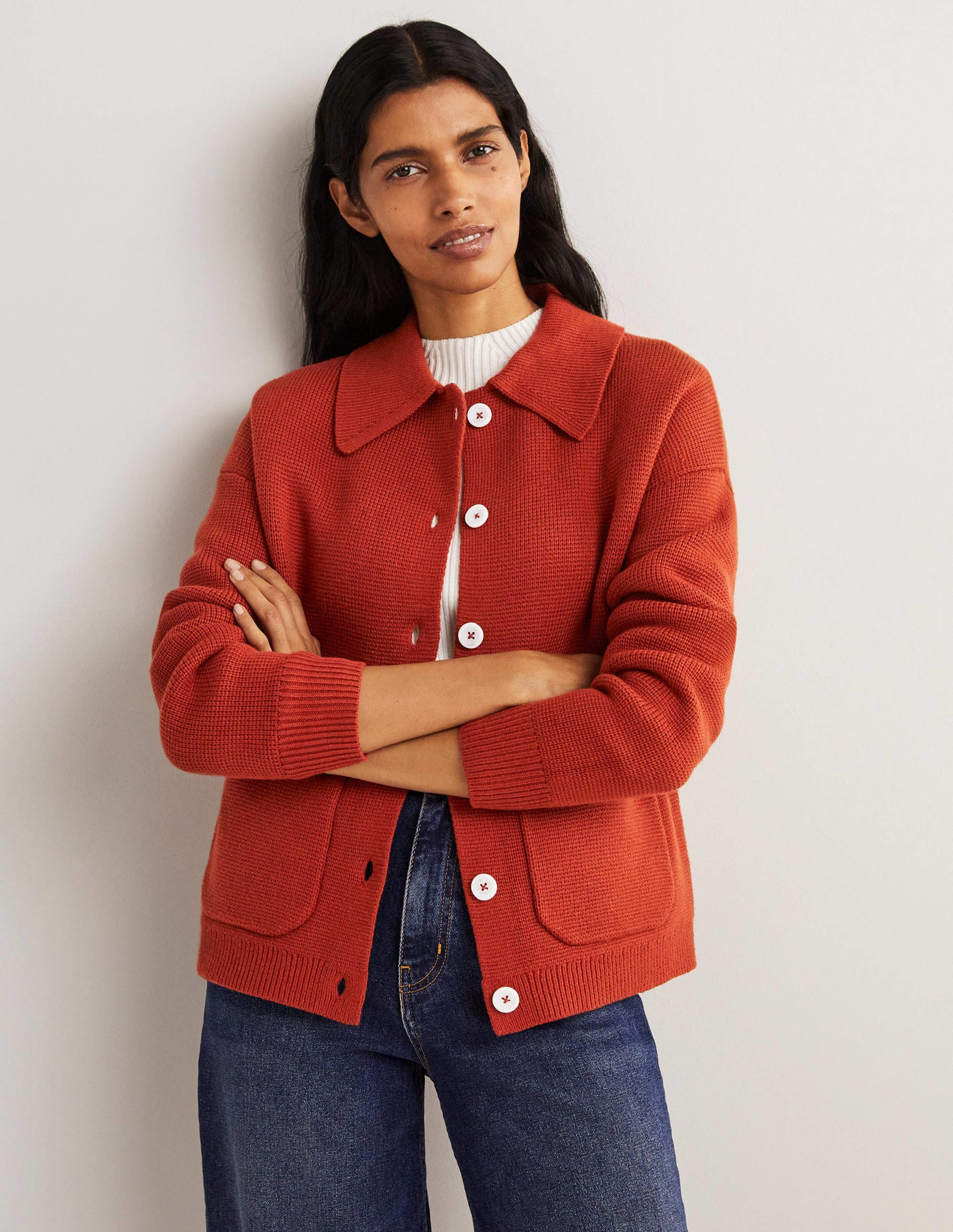 Wool Blend Cardigan-Rust-5