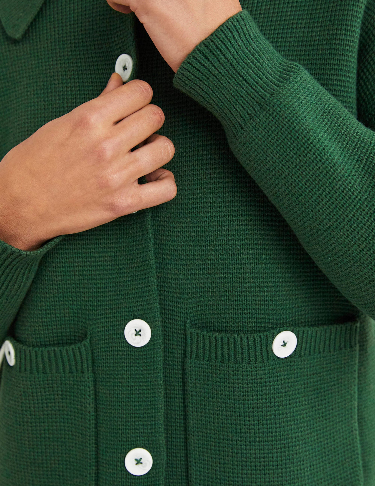 Wool Blend Cardigan-Hunter Green-2