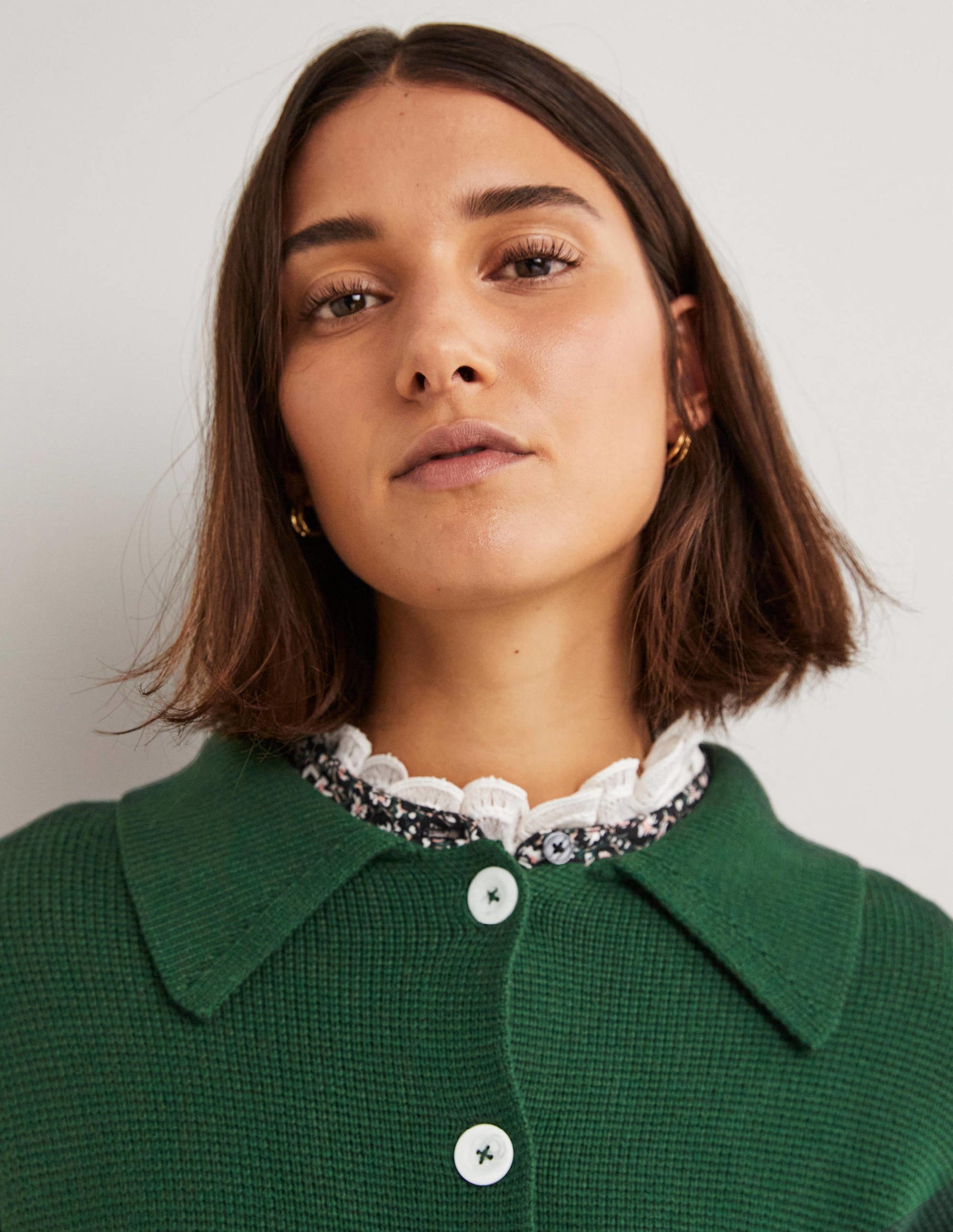 Wool Blend Cardigan-Hunter Green-5