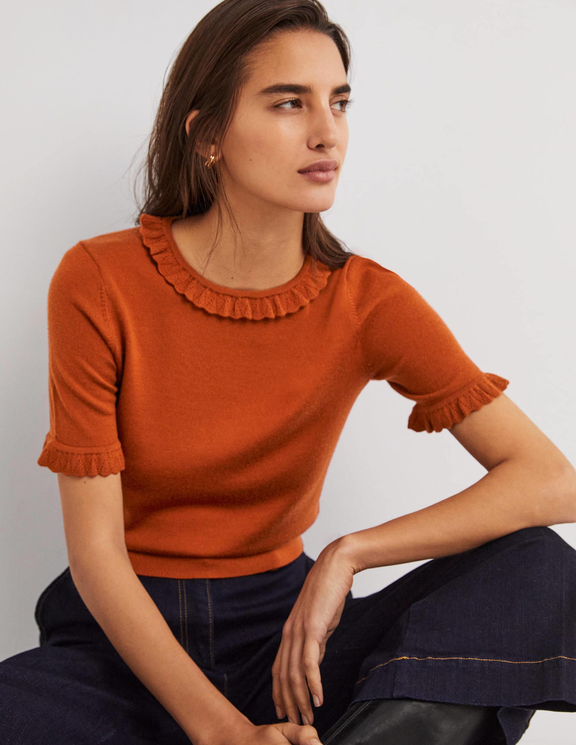Merino Knitted T-shirt-Rust - Image 1