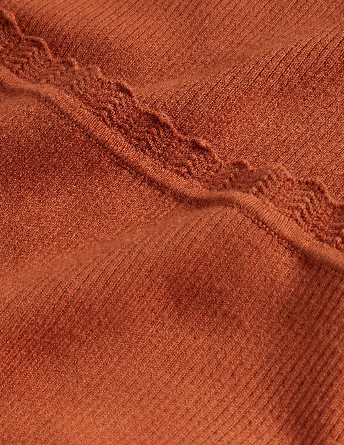 Ribbed Square Neck Knitted Top-Rust-7