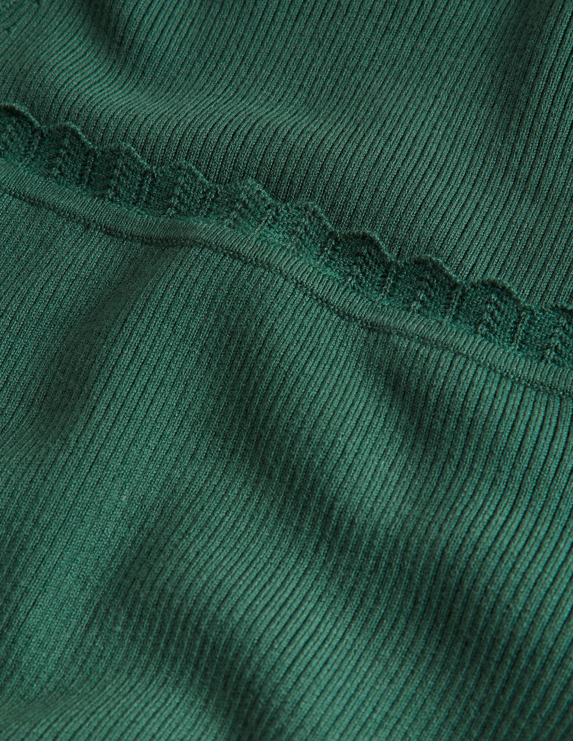 Ribbed Square Neck Knitted Top-Trekking Green - Image 7