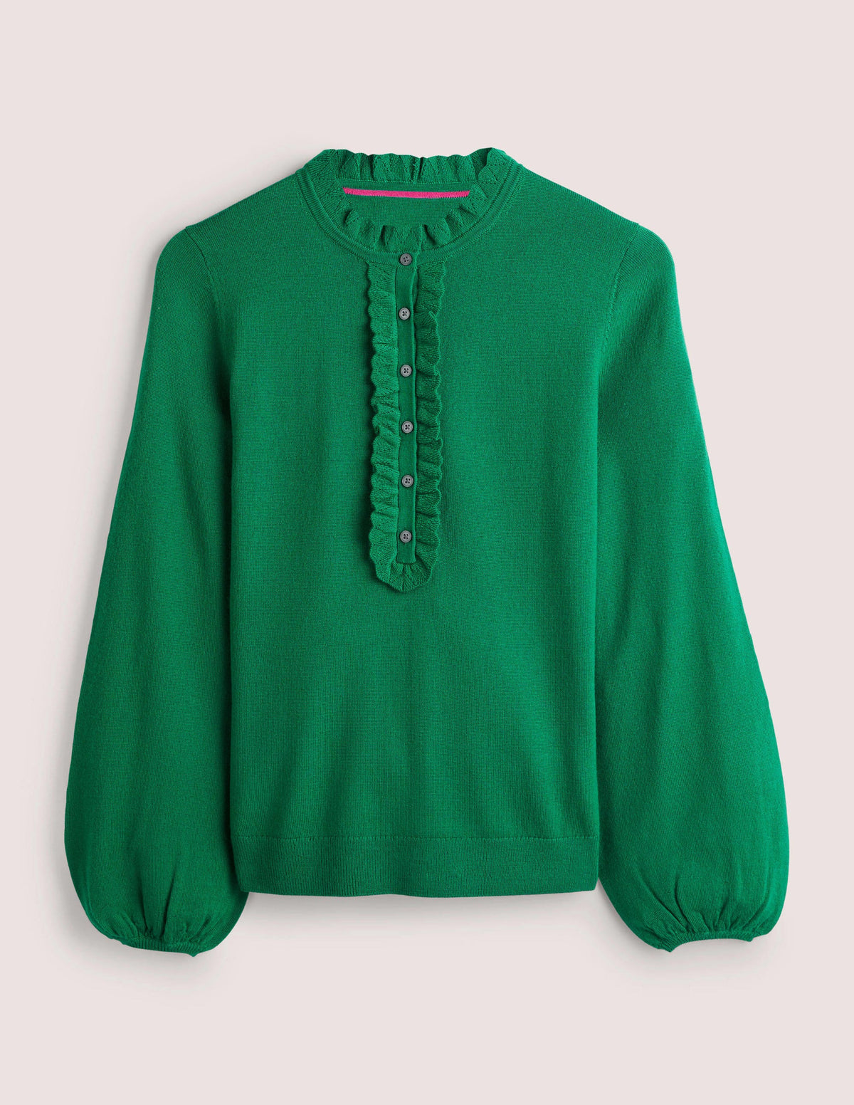 Button Front Merino Jumper-Trekking Green - Image 6