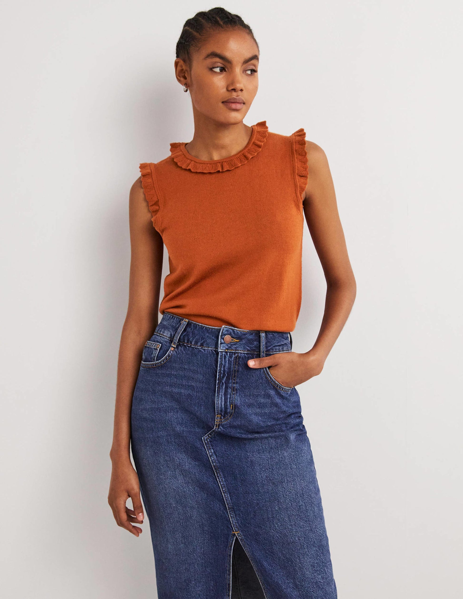 Merino Knitted Tank Top-Rust-1
