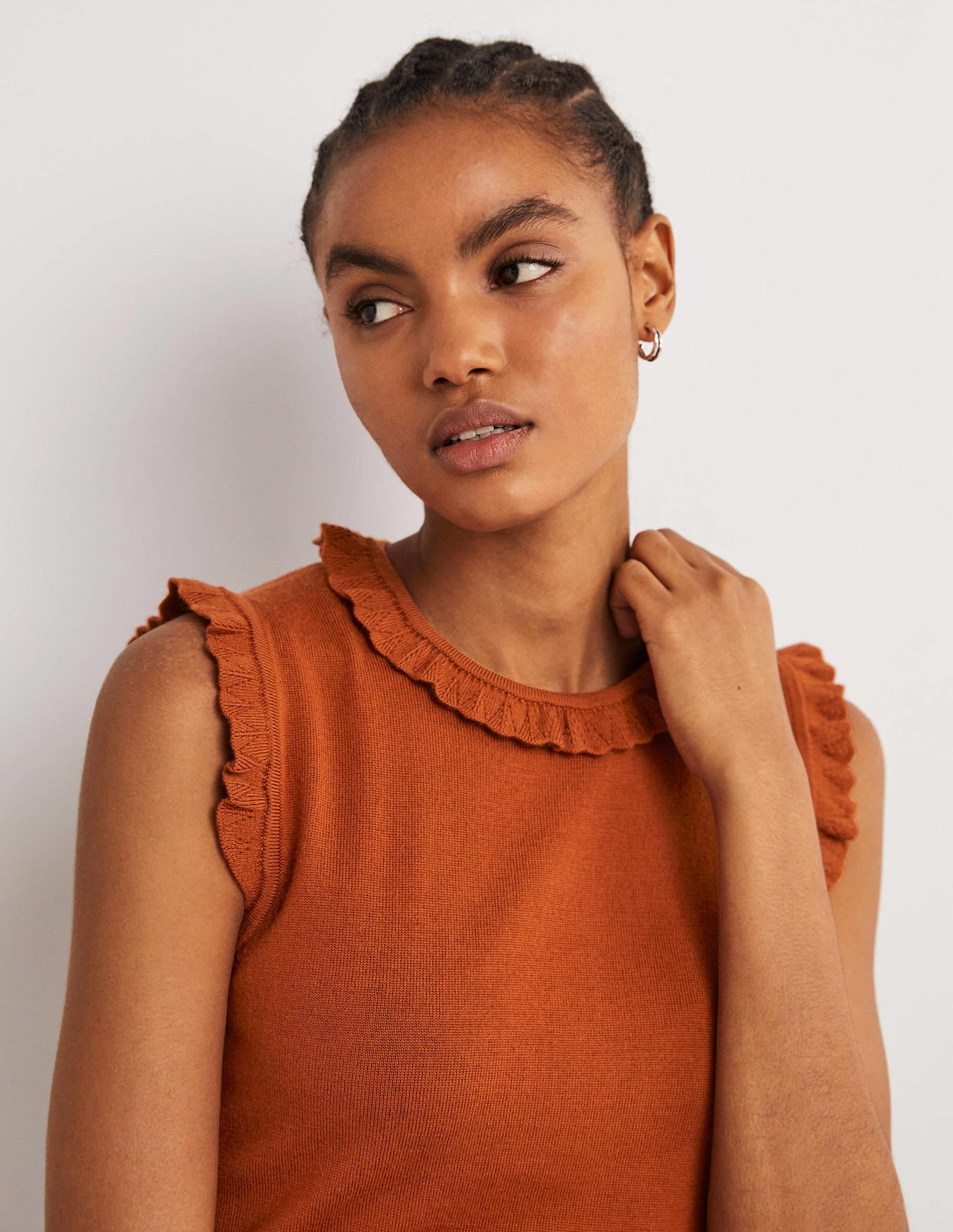 Merino Knitted Tank Top-Rust - Image 2