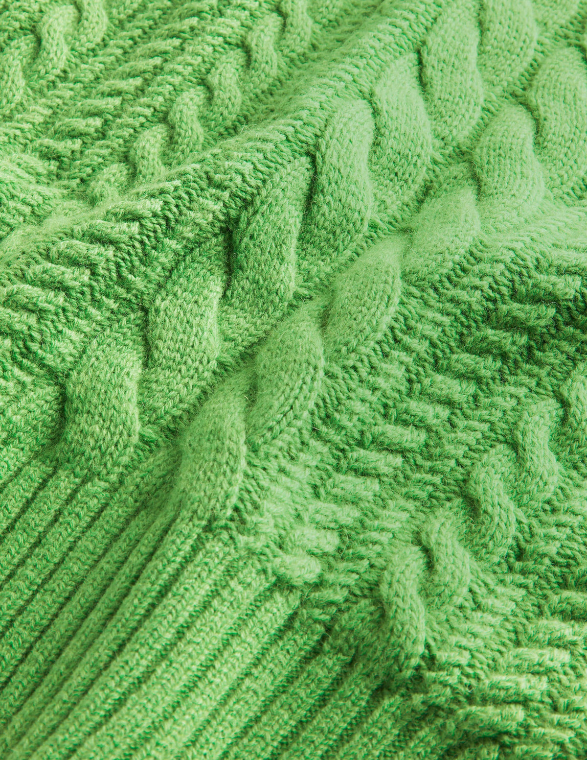 Cable Knit Jumper-Iguana Green - Image 7
