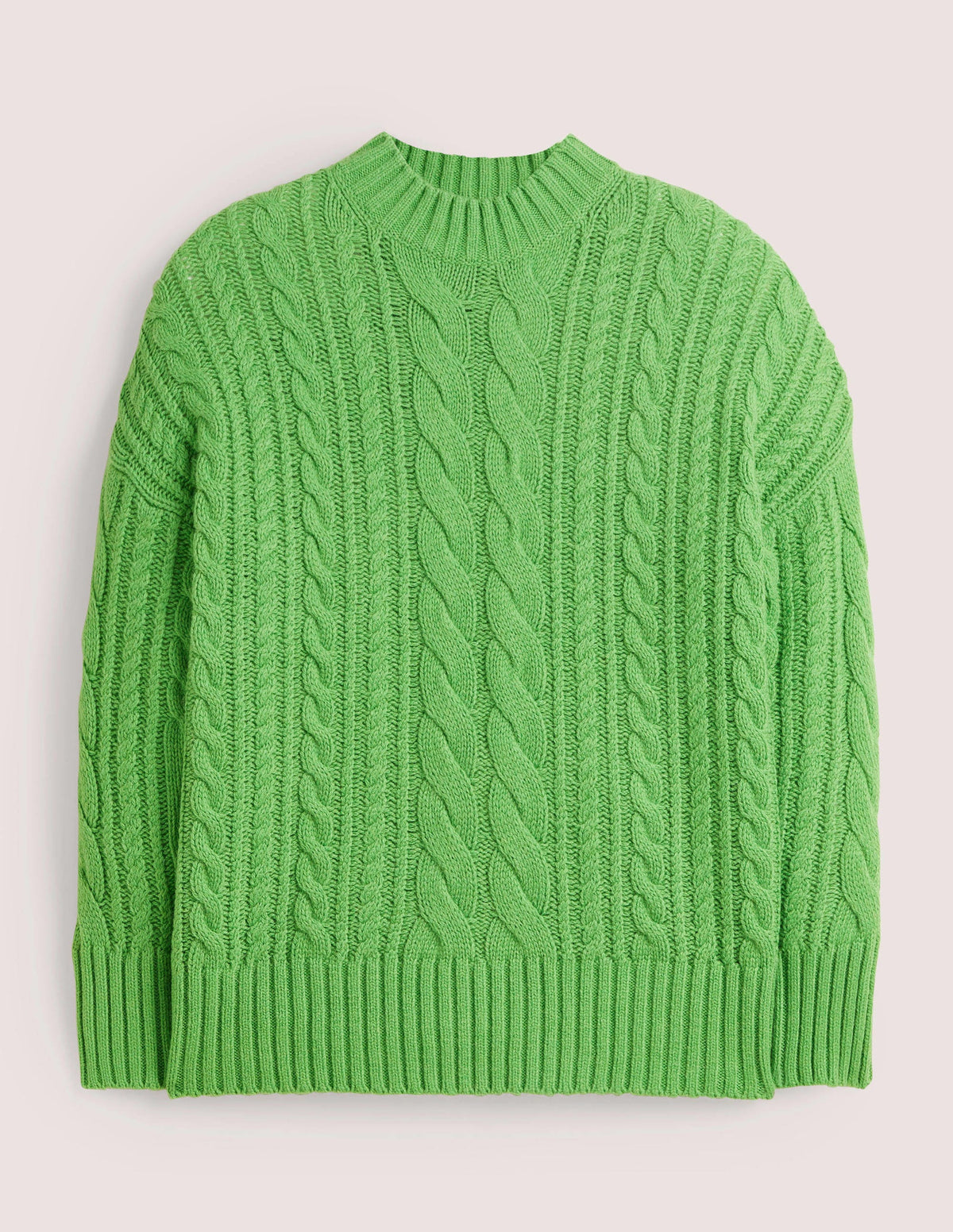 Cable Knit Jumper-Iguana Green-8