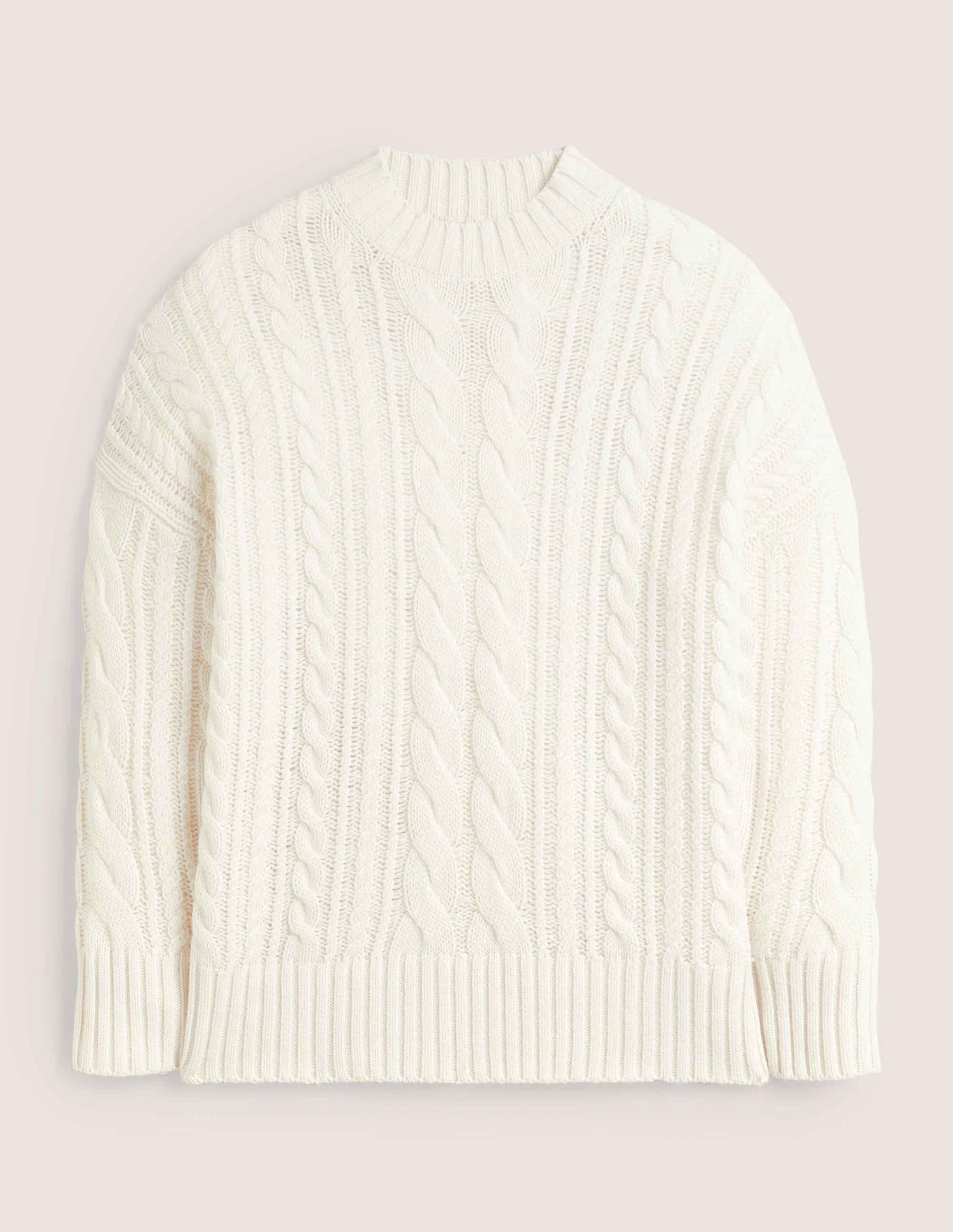 Cable Knit Jumper-Ivory - Image 7